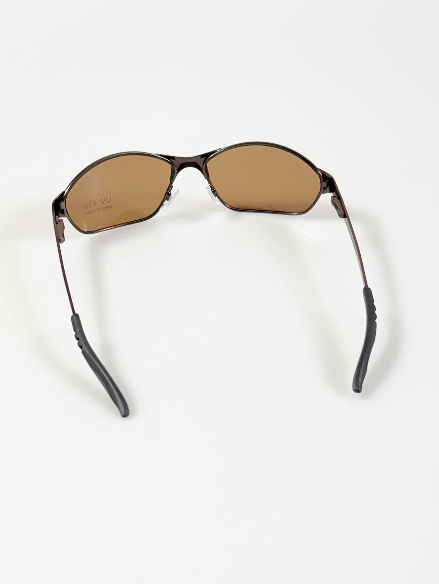 Bronze Wraparound Square Metal Tint Sunglasses