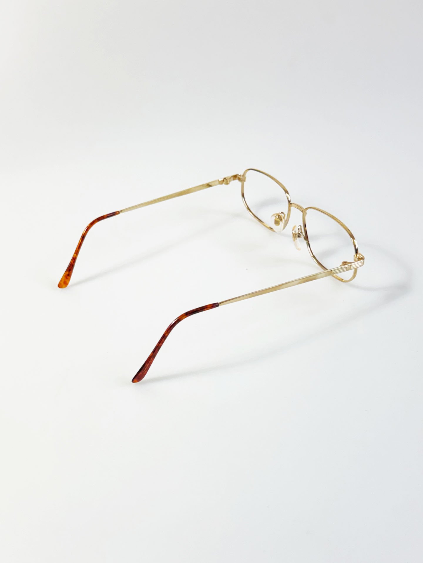 90's TORTOISE Gold Slim Square Metal Frame Glasses