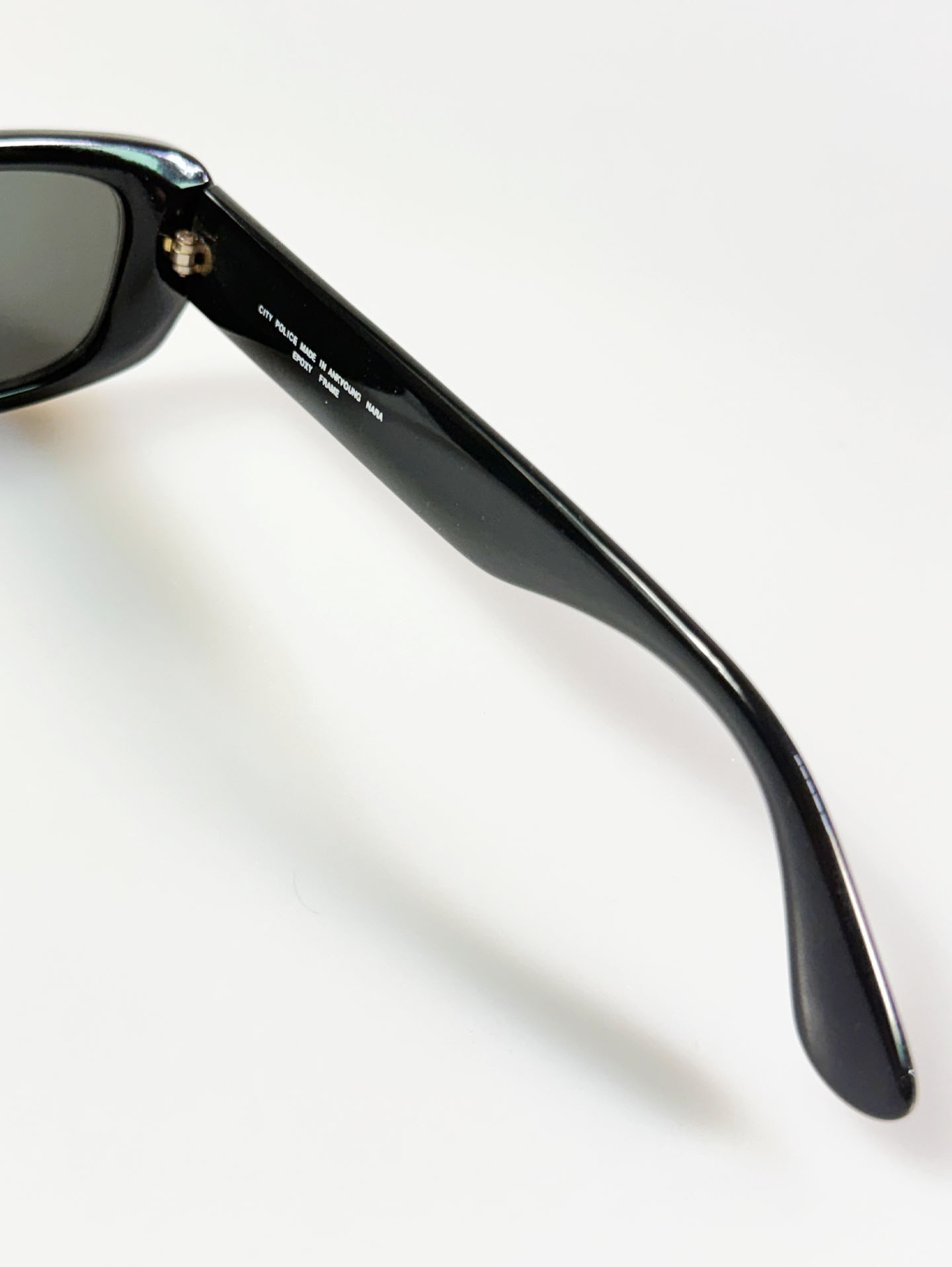 90's CITY POLICE Black Bold Square Acetate Sunglasses