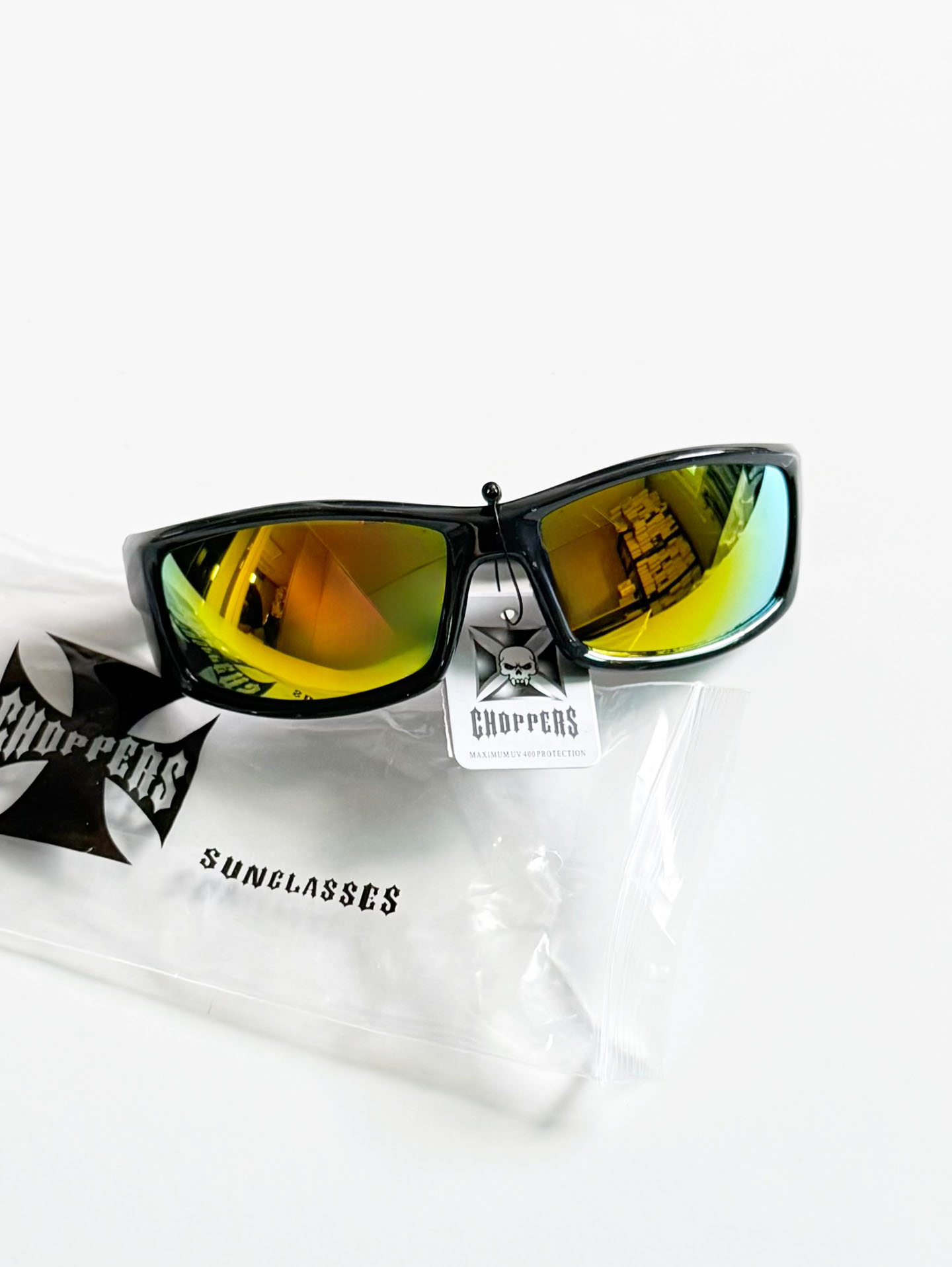 CHOPPERS Wraparound Black Red Biker Sunglasses