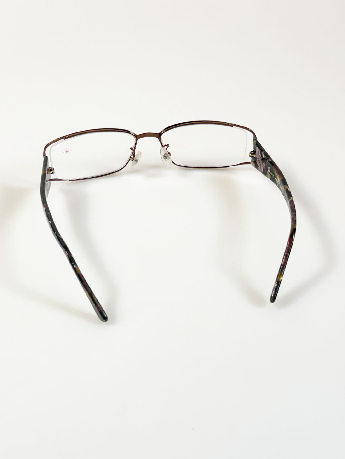 ROSSETI Brown Slim Square Metal Combination Frame Glasses
