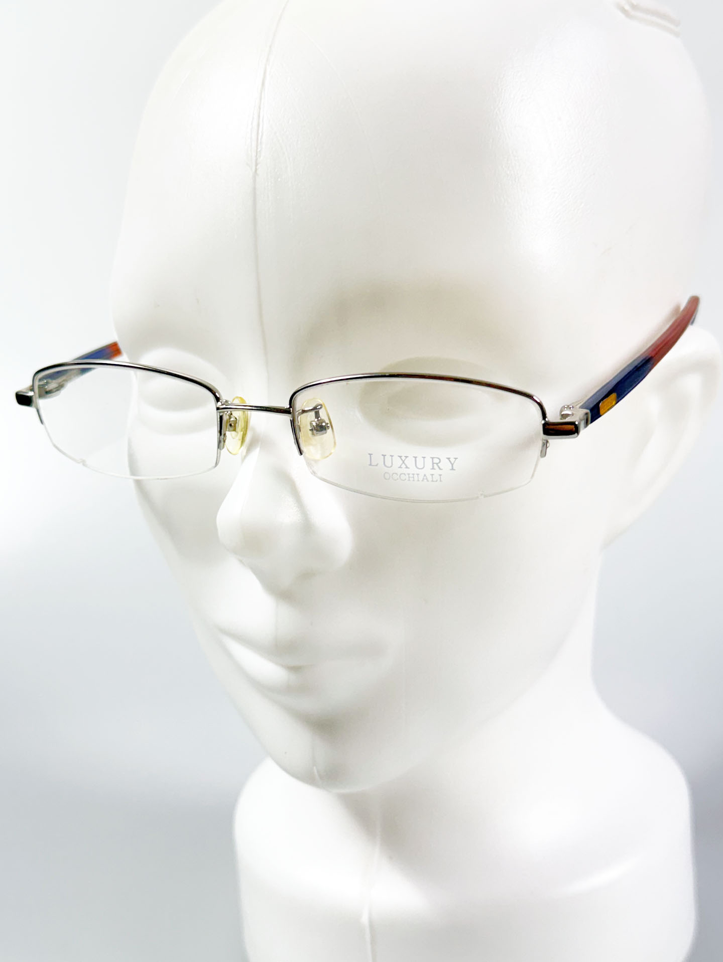LUXURY Eyewear Silver Half-Rim Metal Glasses