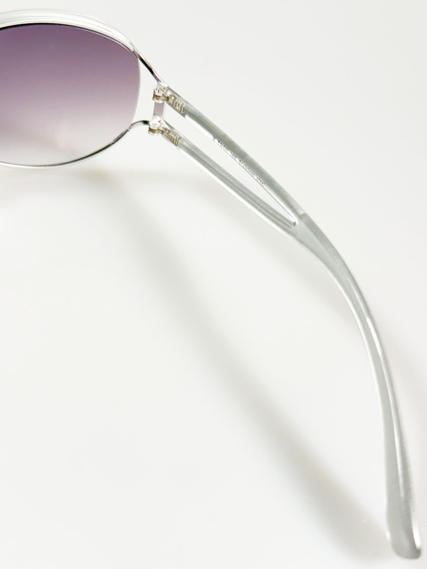 90's TROY Silver Oval Metal Frame Sunglasses