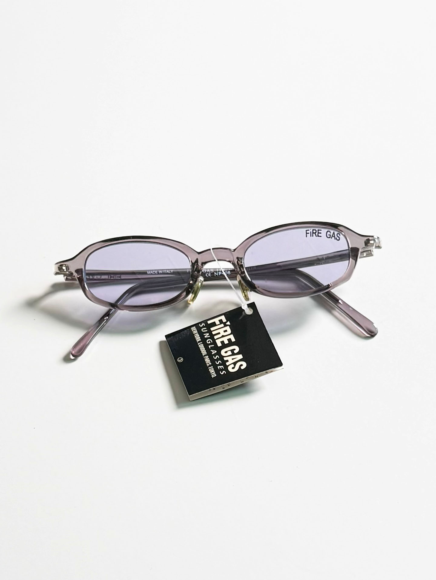 90's FIRE GAS Lavender Slim Oval Horn-Rim Tinted Sunglasses