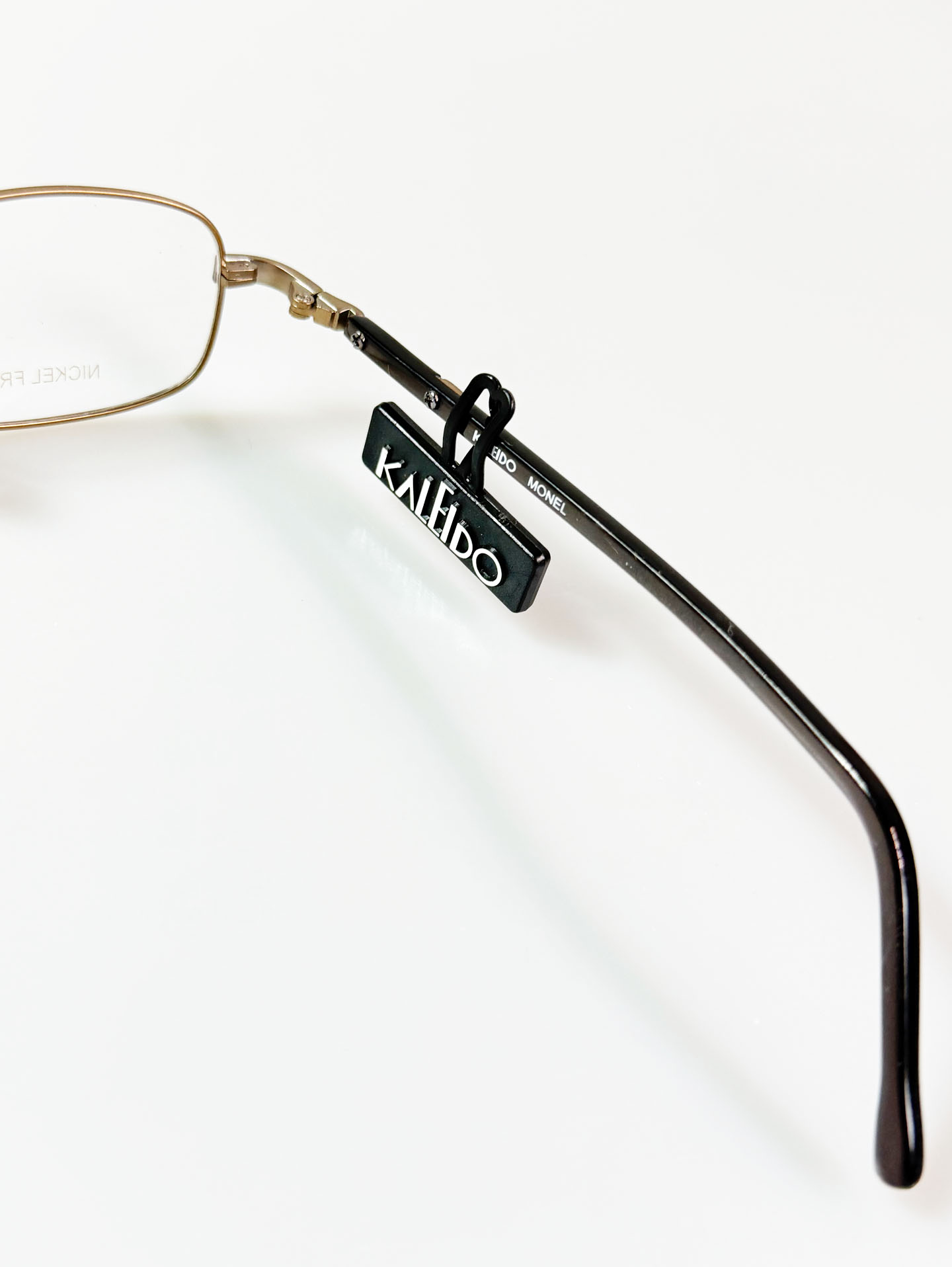 90's KALEIDO Gold Tone Slim Square Metal Frame Glasses