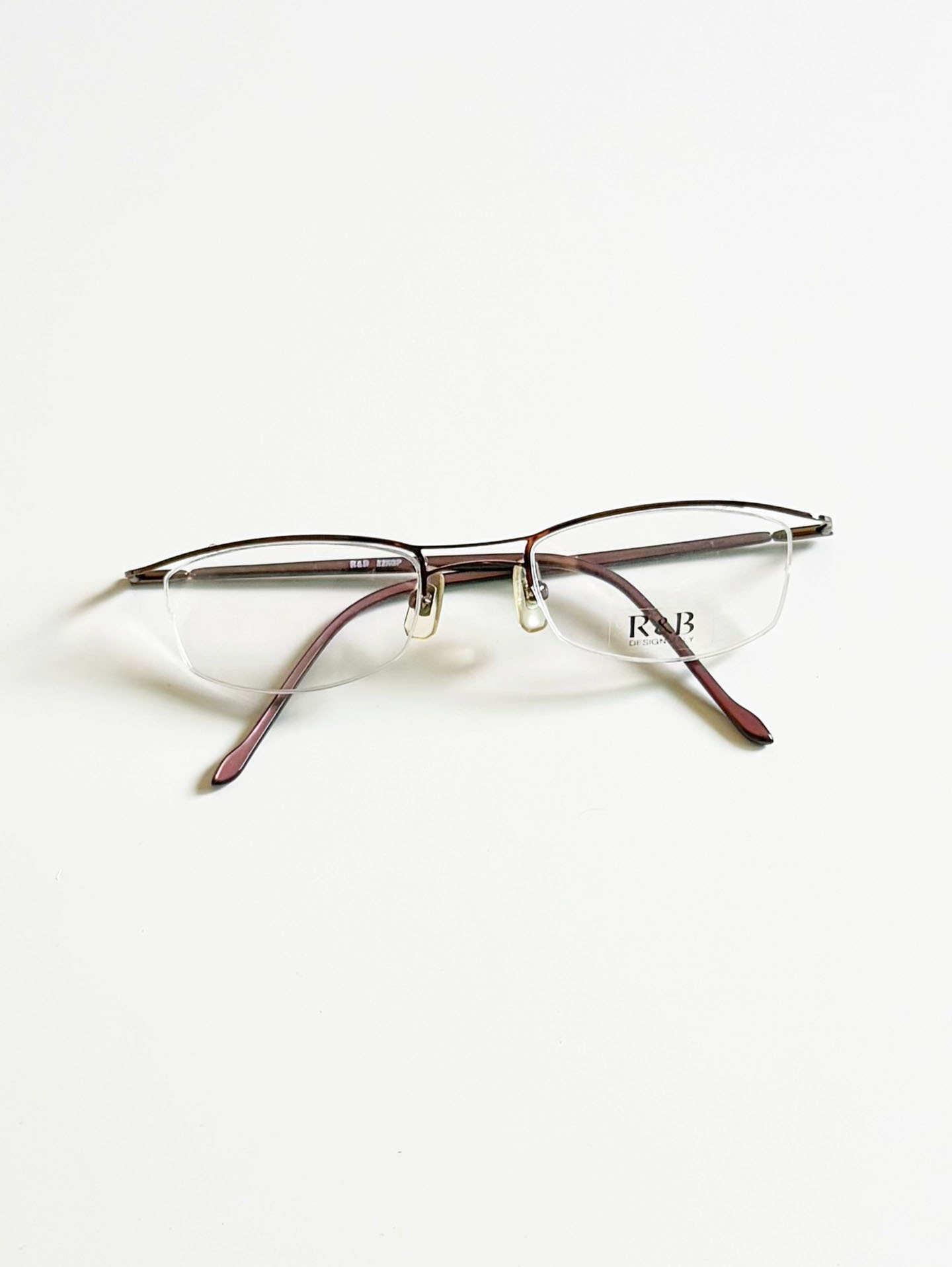 R&B Eyewear Half-Rim Square Metal Frame Glasses