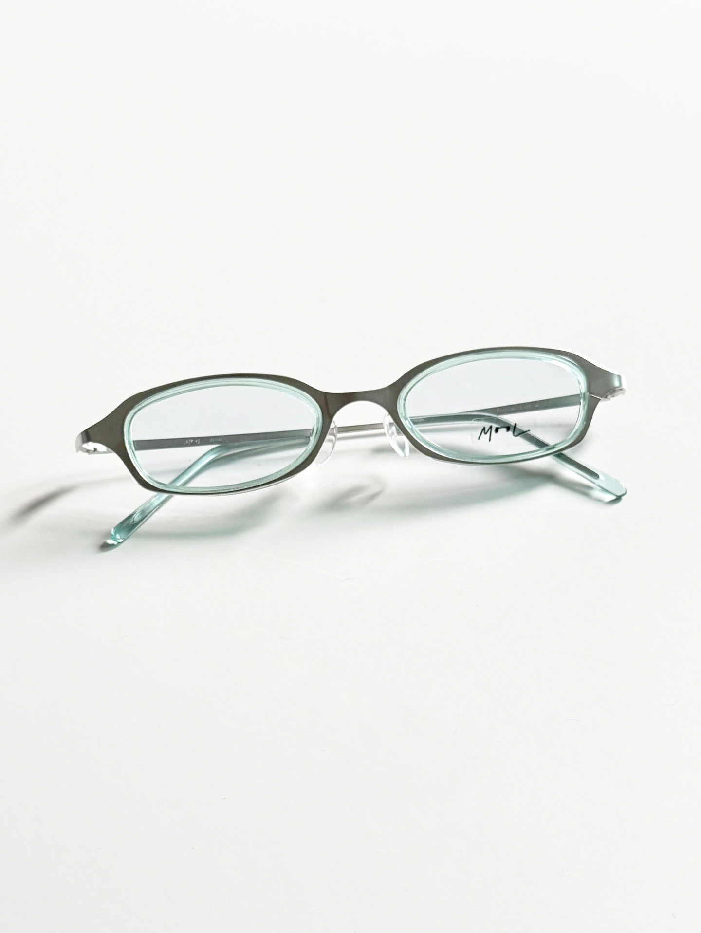 MOOL EYEWEAR Layered Silver Mint Oval Metal Glasses