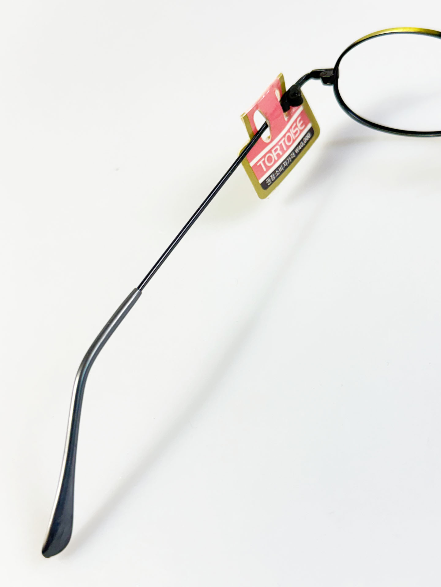 90's TORTOISE Antique Two-Tone Metal Slim Oval Frame Glasses