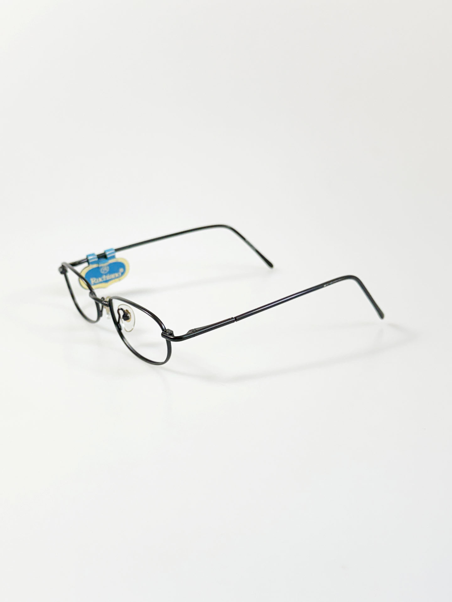 90's RUCHIANO Black Slim Oval Metal Frame Glasses