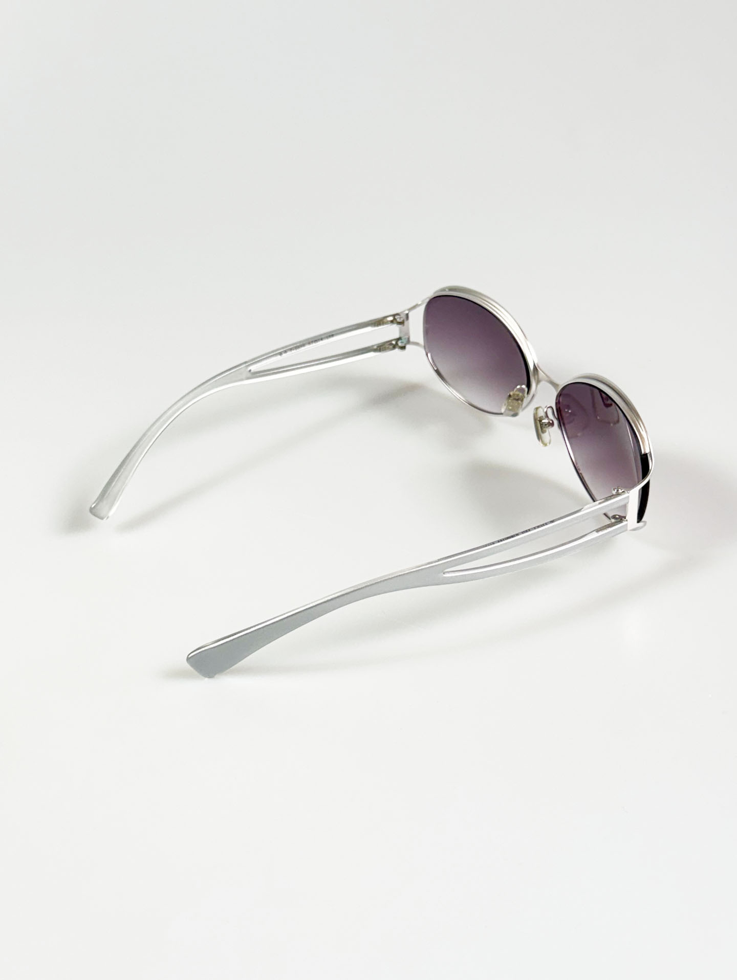 90's TROY Silver Oval Metal Frame Sunglasses