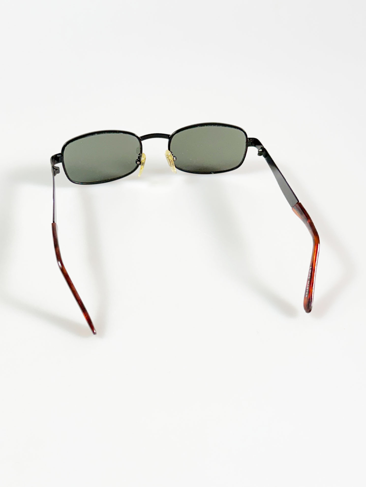 90's LOUIS MASTER Black Slim Square Metal Frame Sunglasses