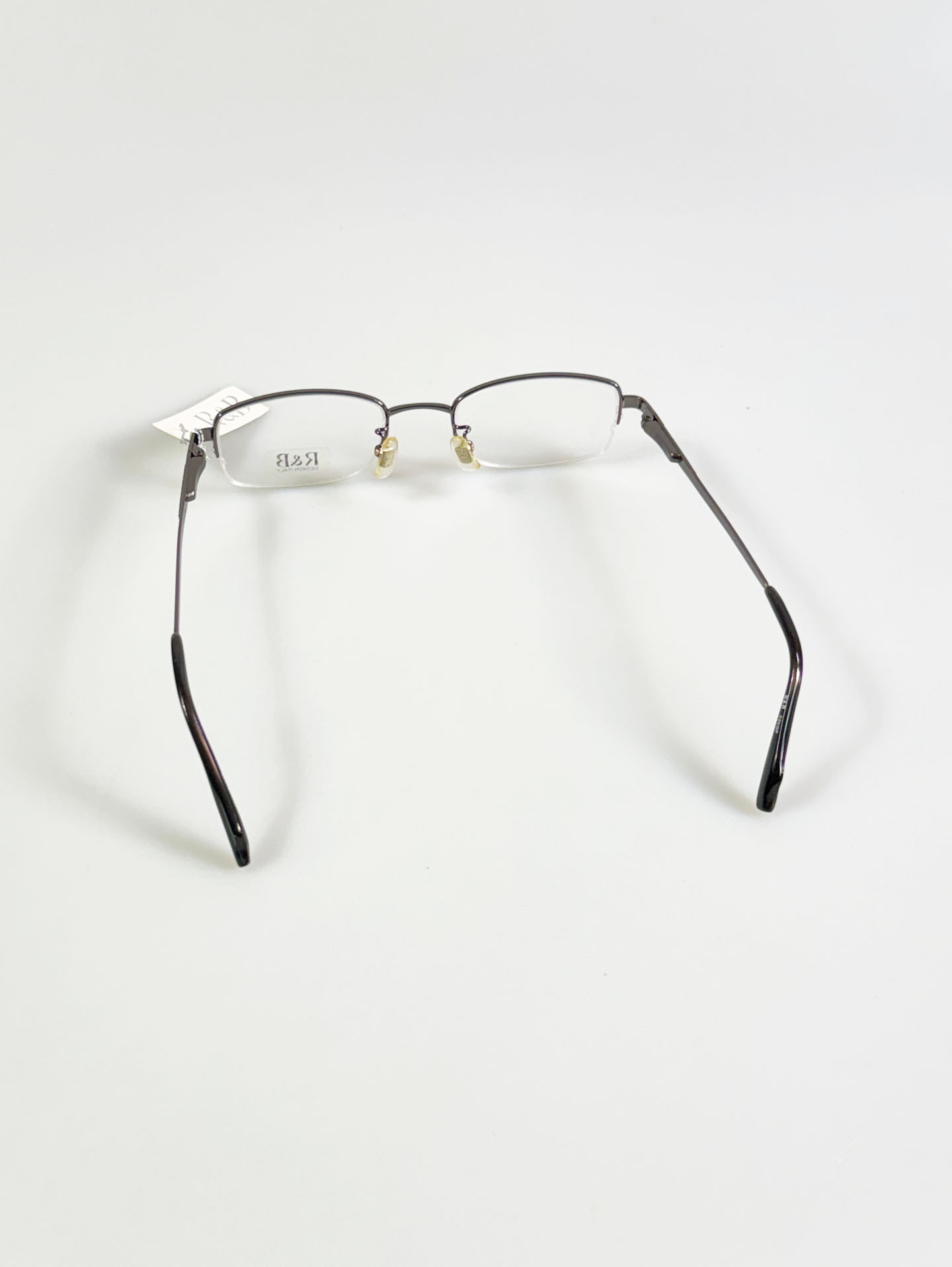 R&B EYEWEAR Semi-Rimless Gunmetal Square Glasses