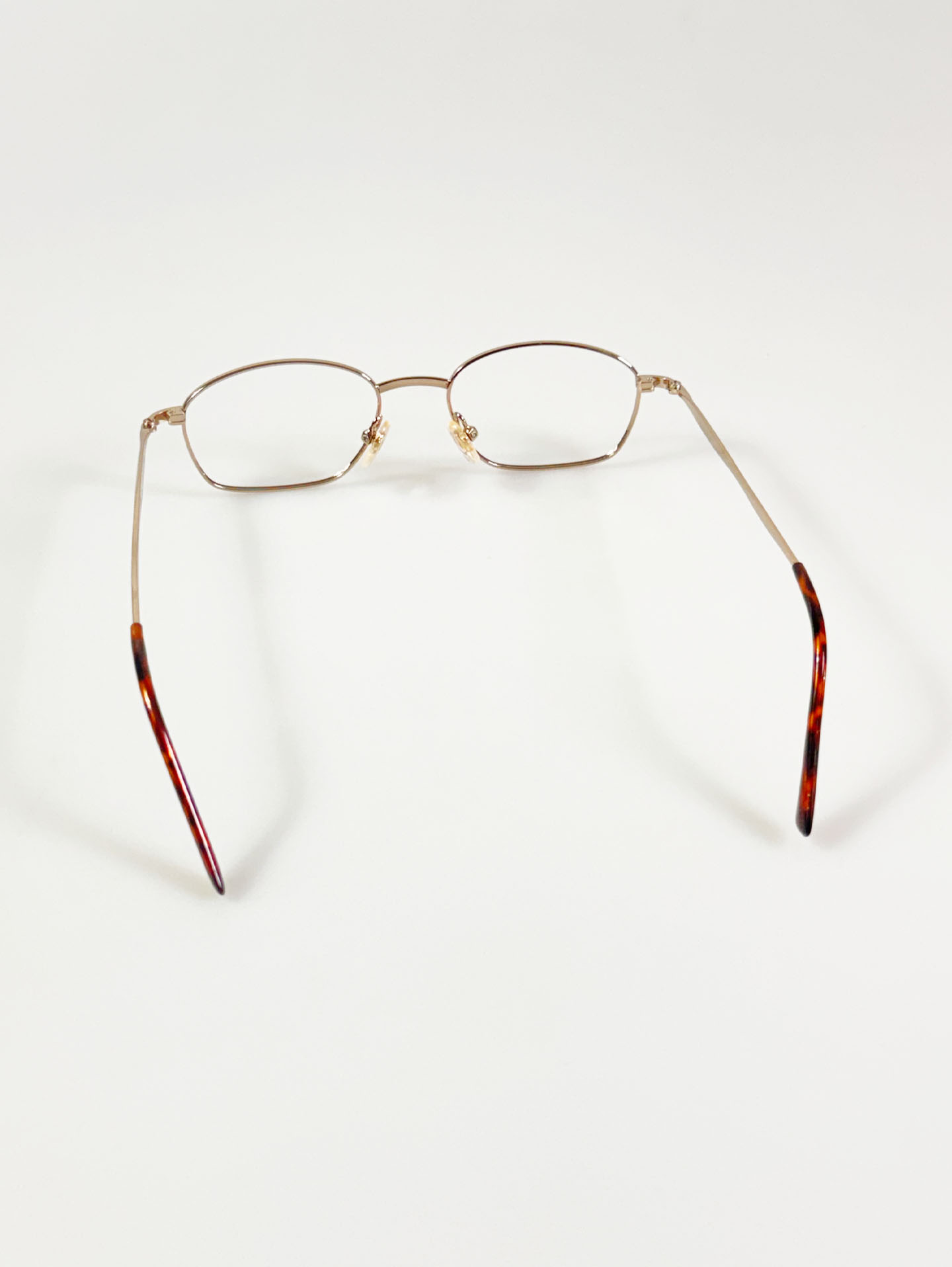 90's EYE WORLD Gold Slim Square Metal Glasses