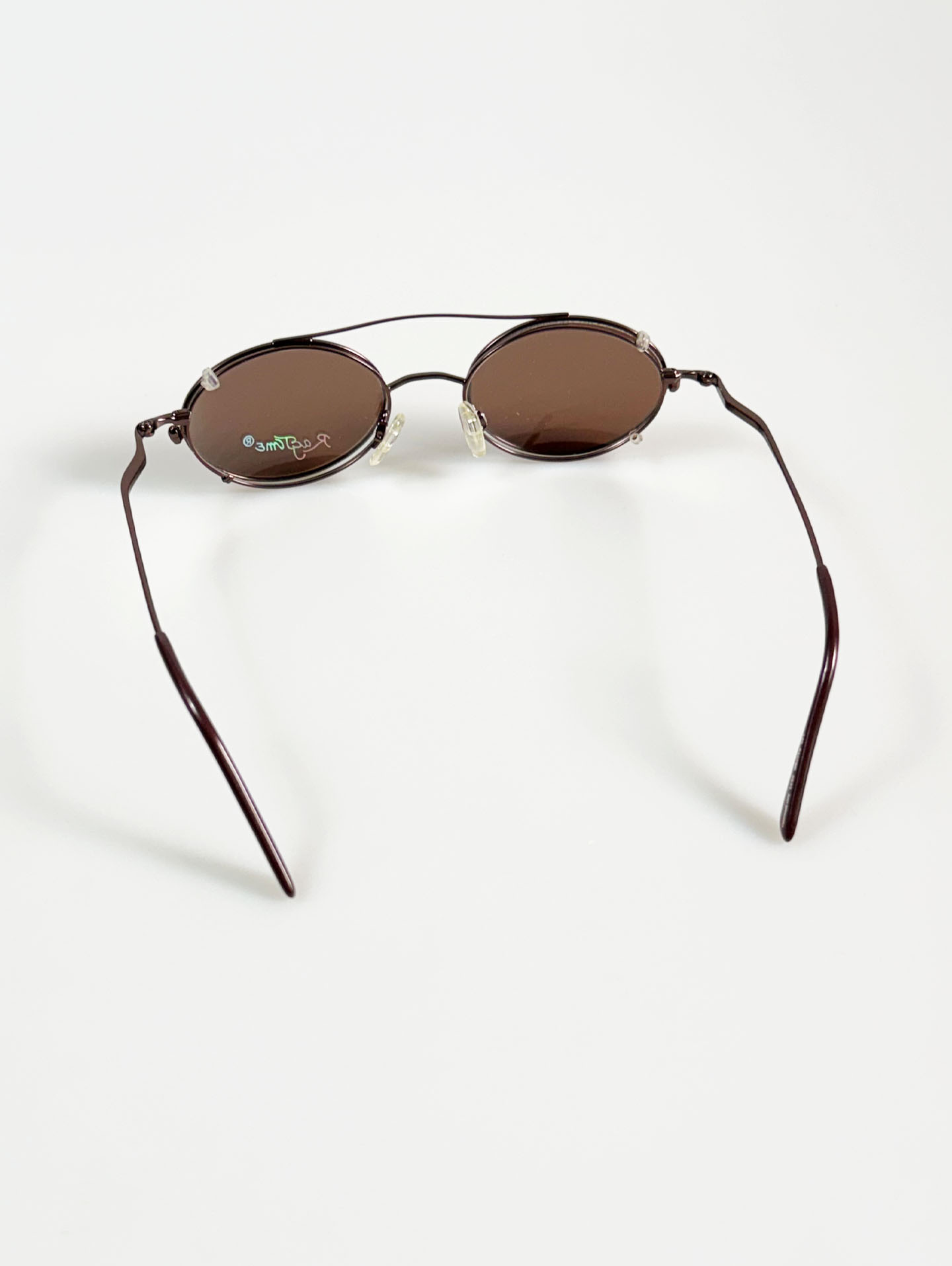 90's RAGTIME Brown Slim Oval Metal Clip-On Glasses