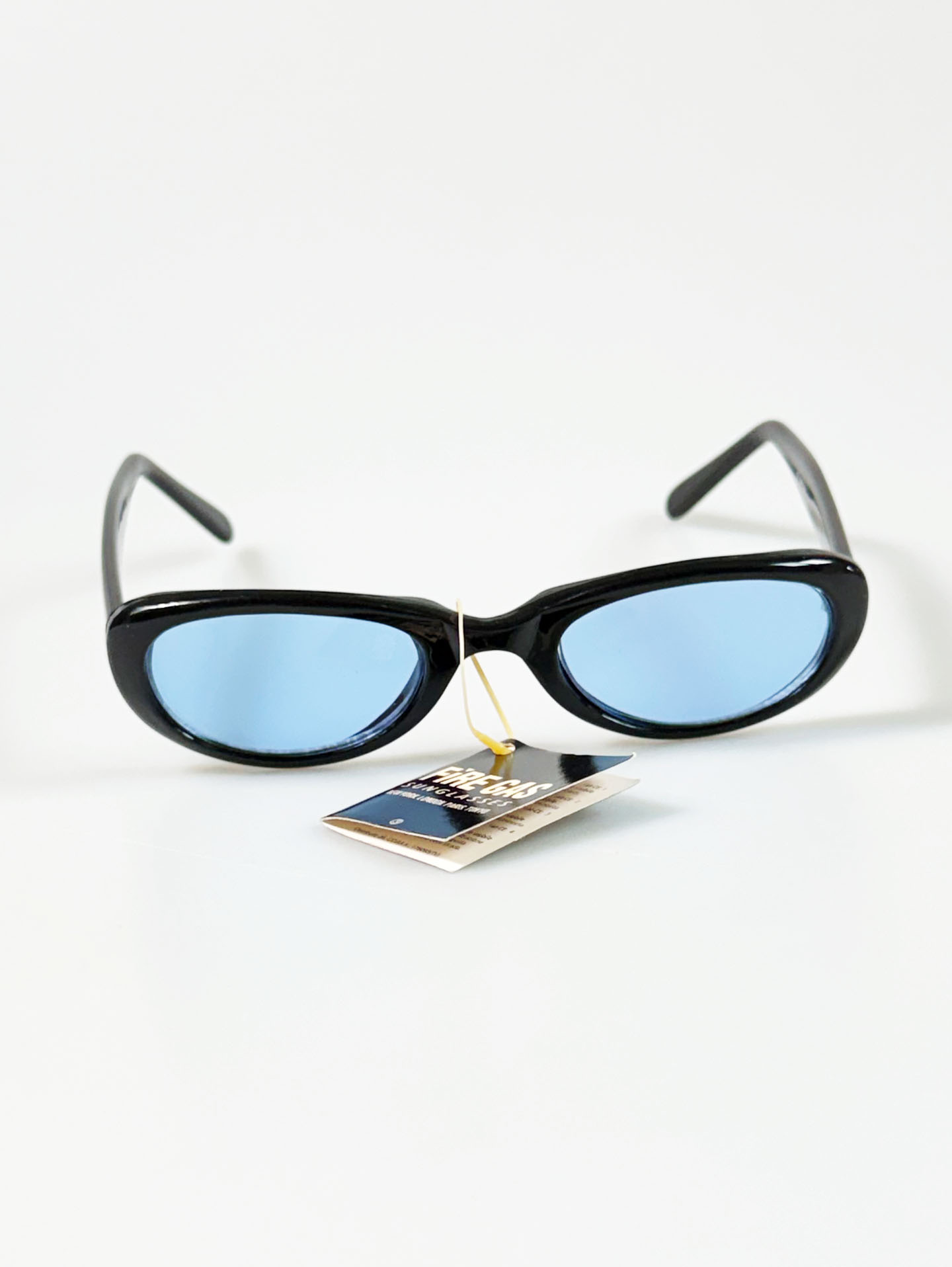 90's FIRE GAS Black Bold Oval Tint Sunglasses