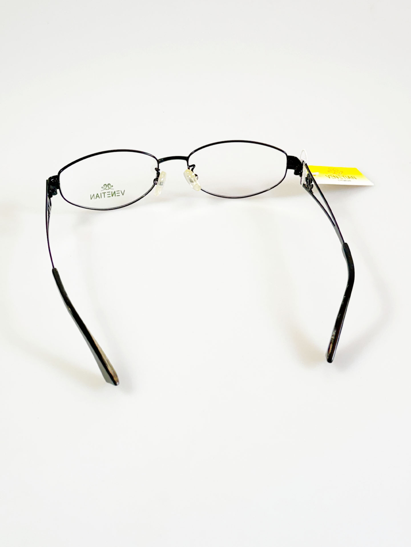 VENETIAN Black Slim Oval Metal Glasses