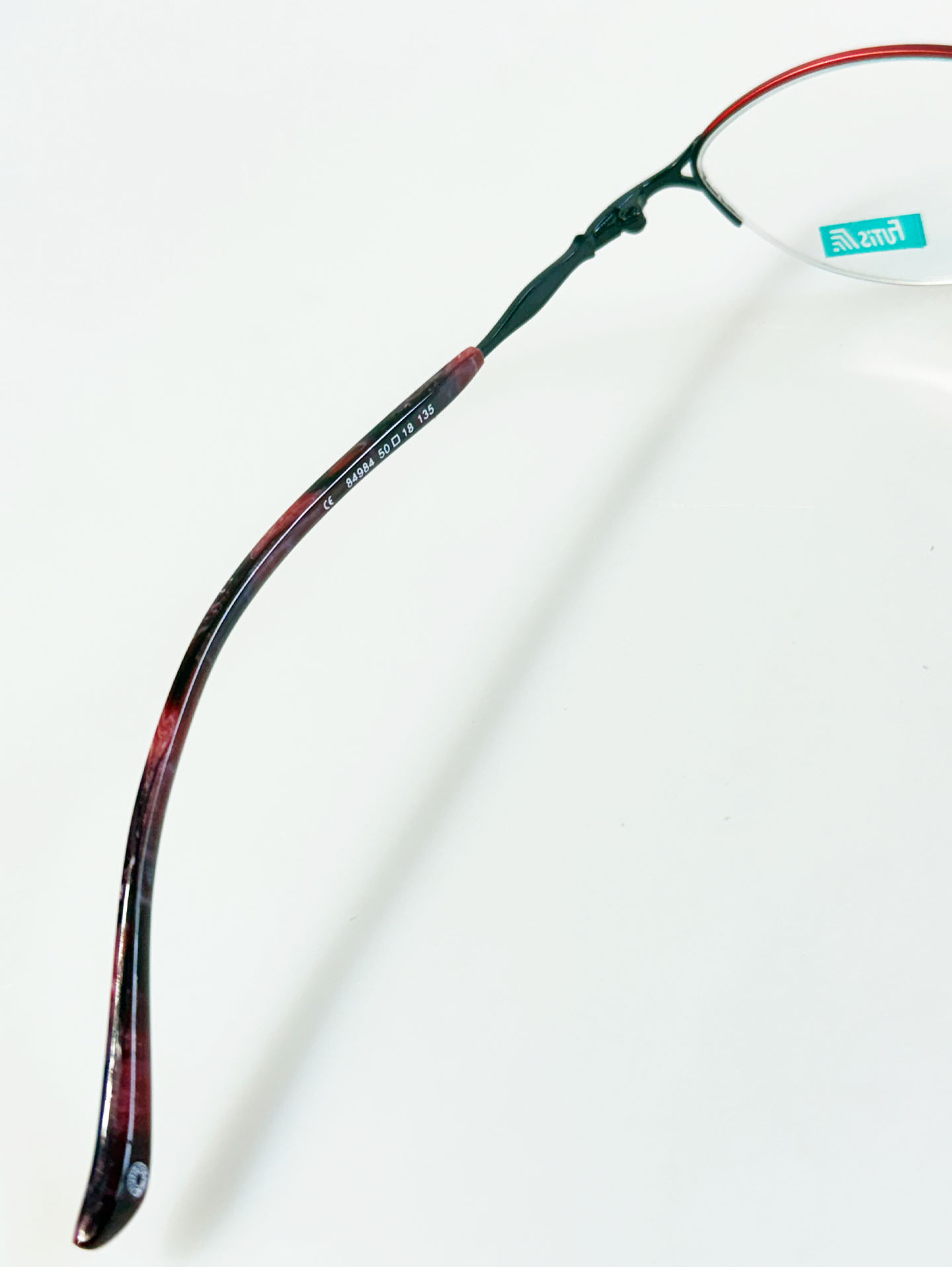 90's FUTIS Red & Black Two-Tone Oval Semi-Rimless Metal Glasses