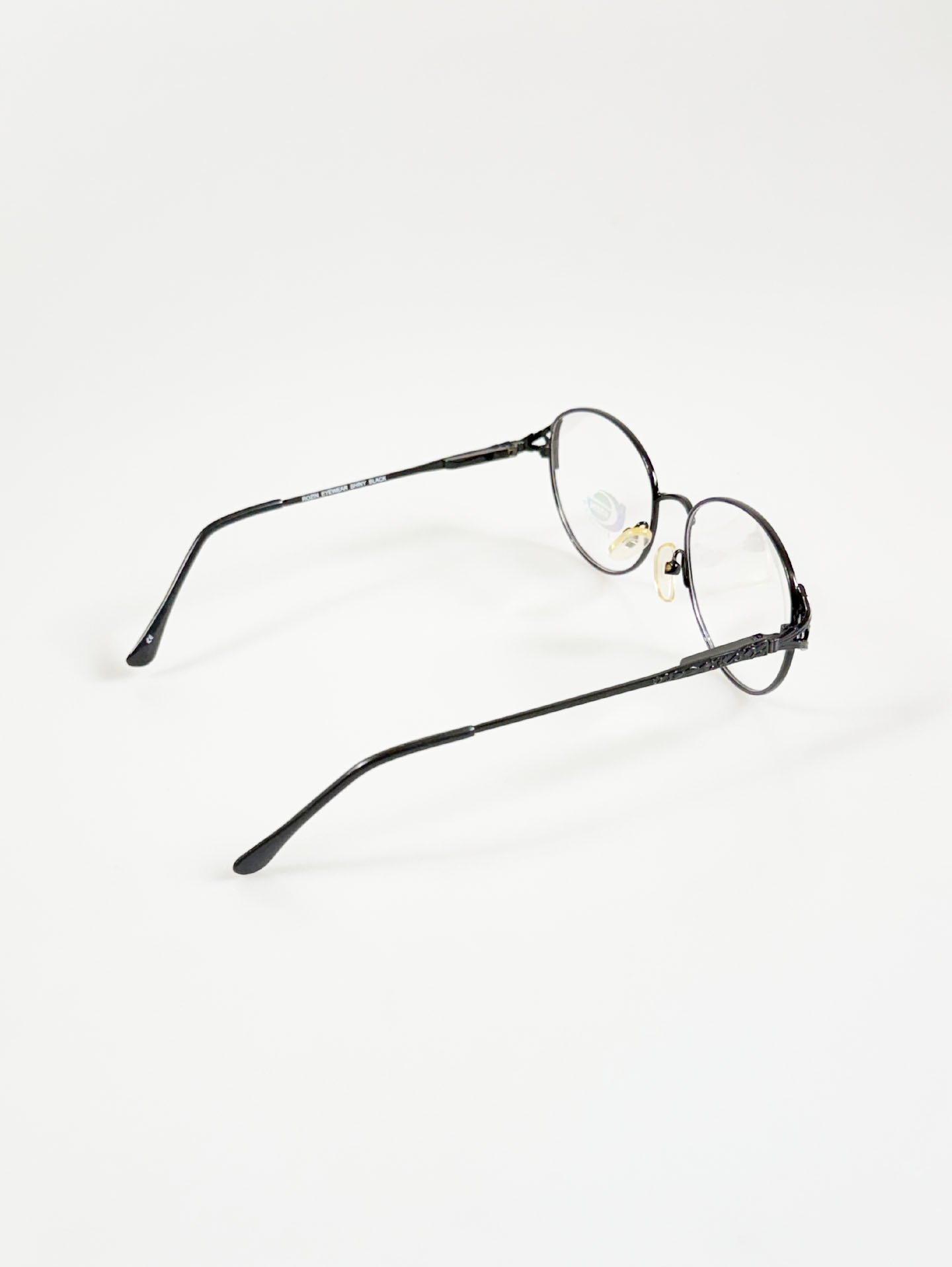 90's ROZIN EYEWEAR Black Slim Oval Metal Frame Glasses