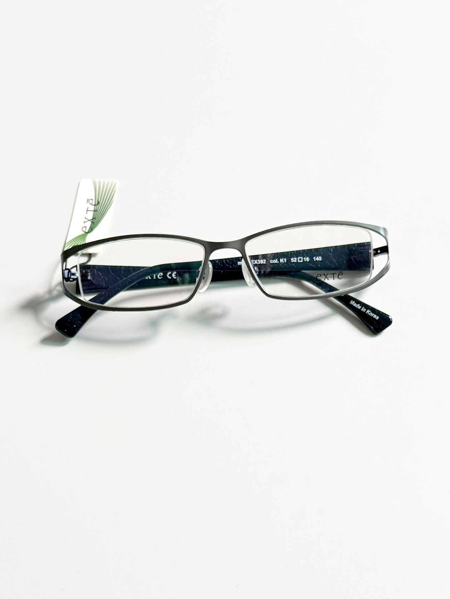 EXTE Dark Silver Slim Square Metal Frame Glasses
