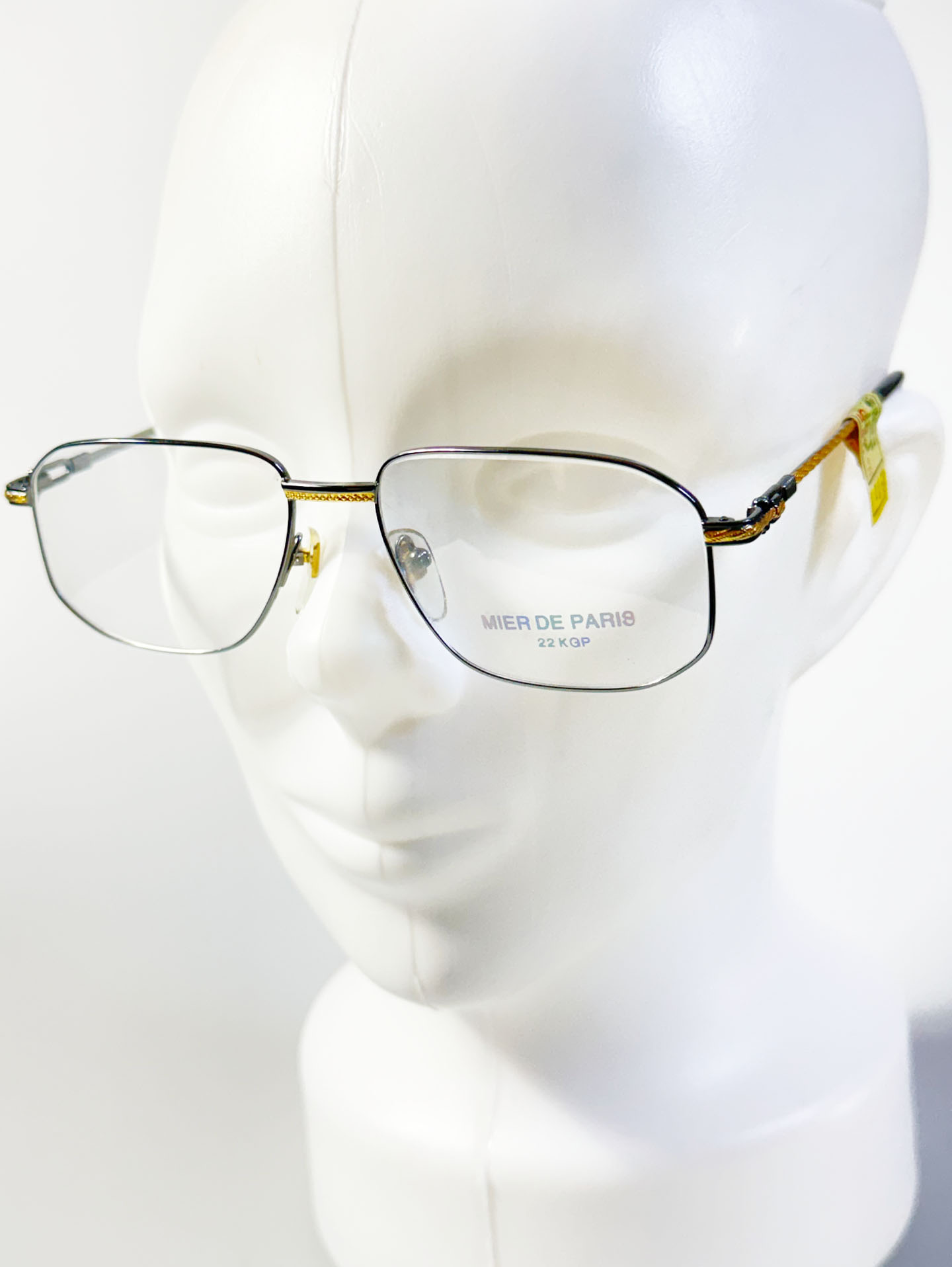 90's MIER DE PARIS Titanium Slim Square Metal Frame Glasses