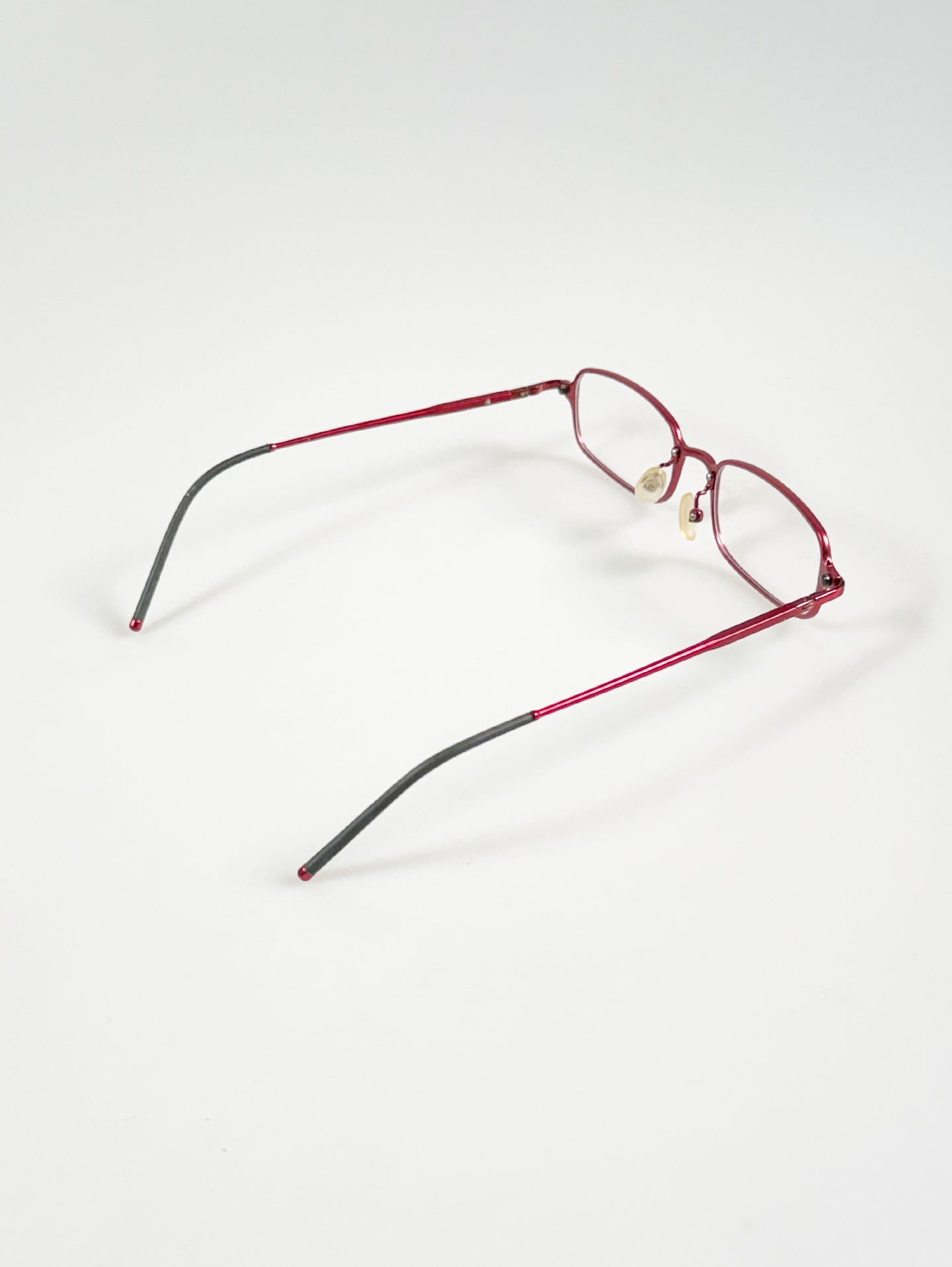 Cherry Pink Slim Square Metal Glasses