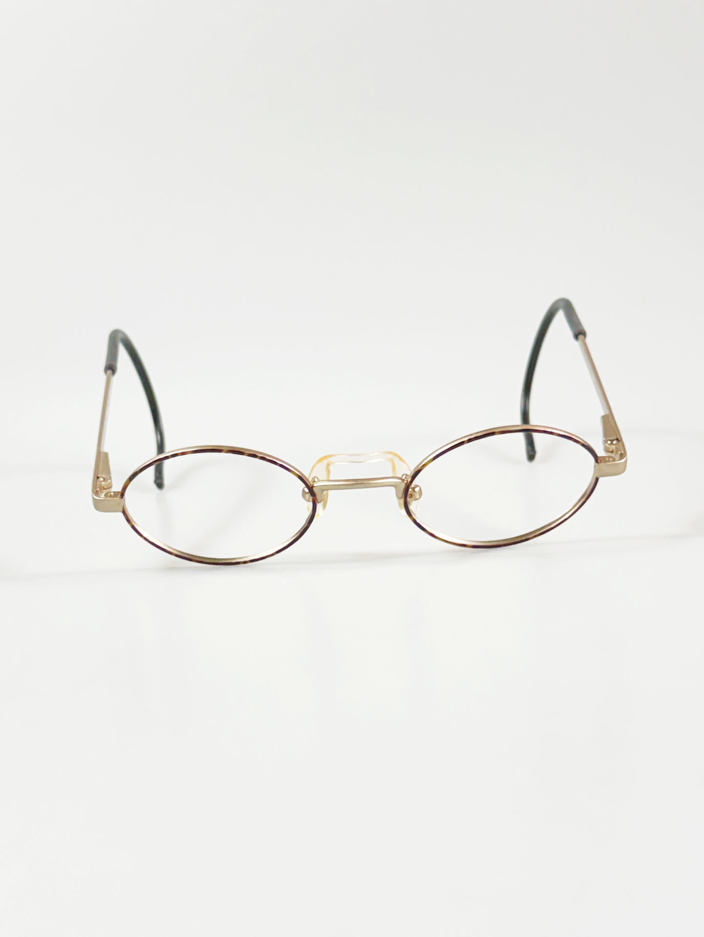 90's SJ SIDNEY Gold Metal & Tortoiseshell Oval Frame Glasses