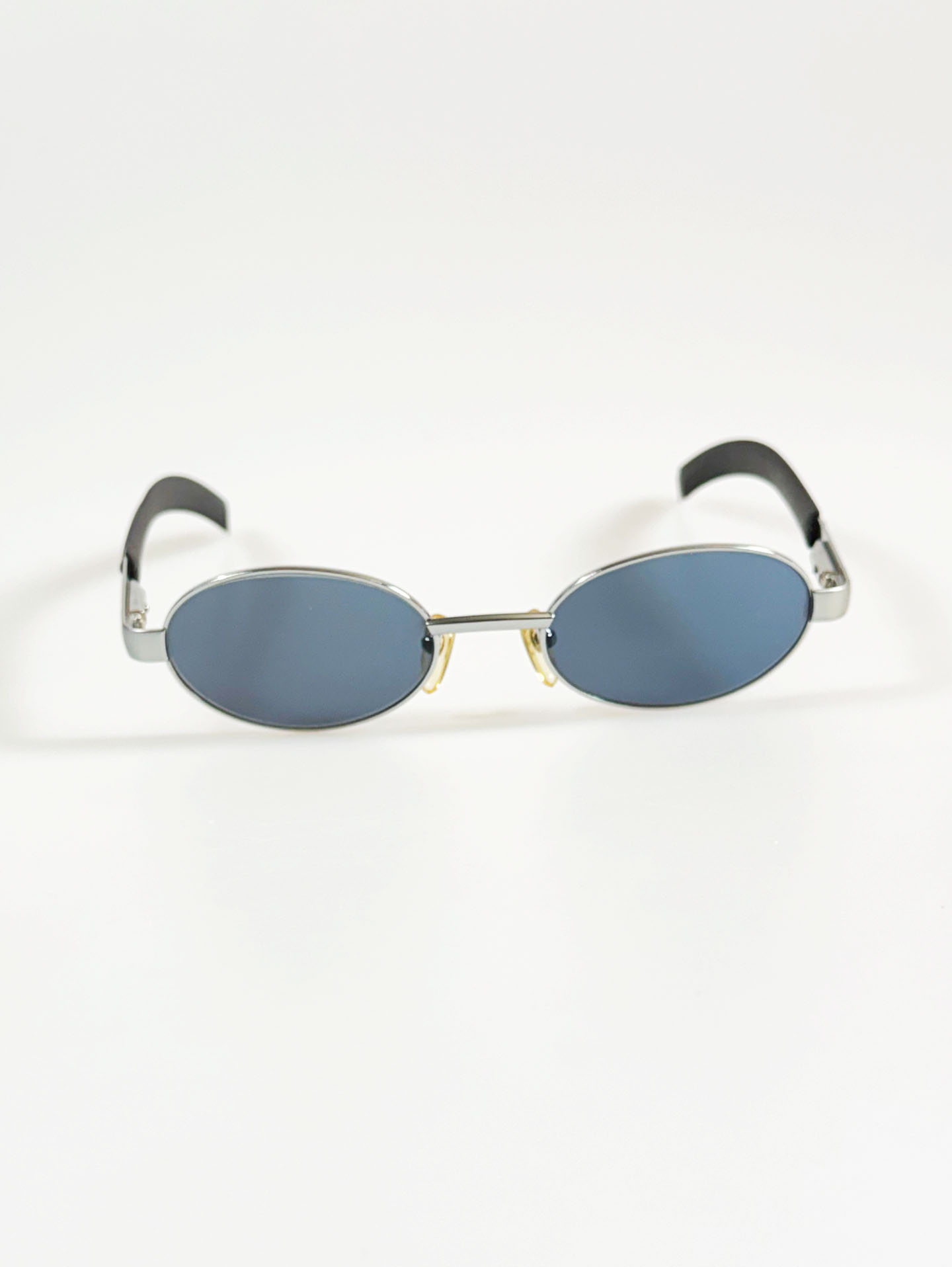 90's PILOT Silver Slim Oval Metal Sunglasses