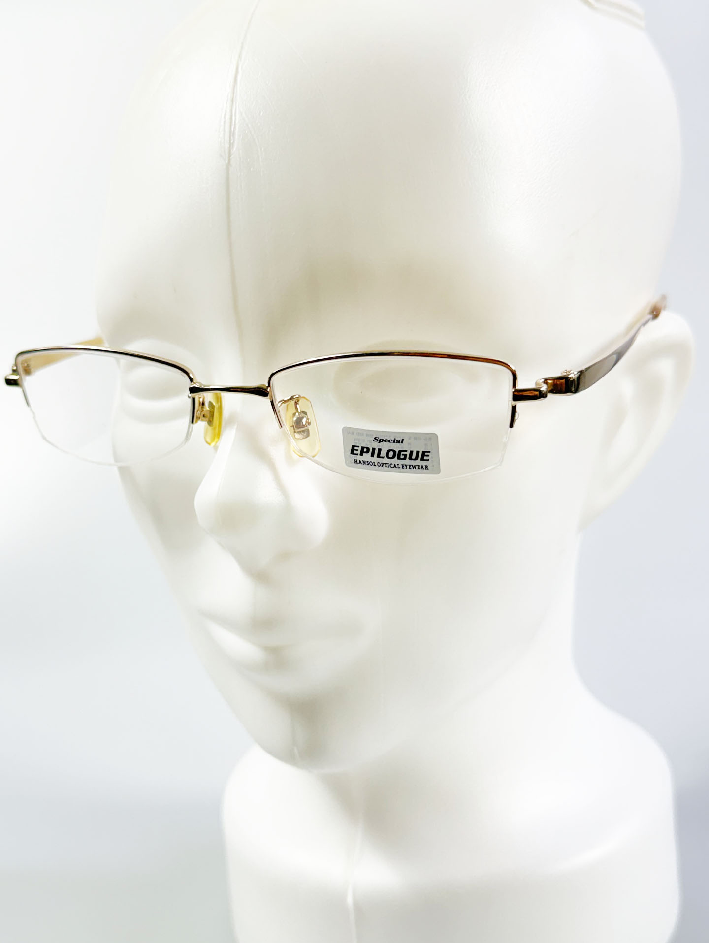 EPILOGUE Gold Half-Rim Square Metal Frame Glasses