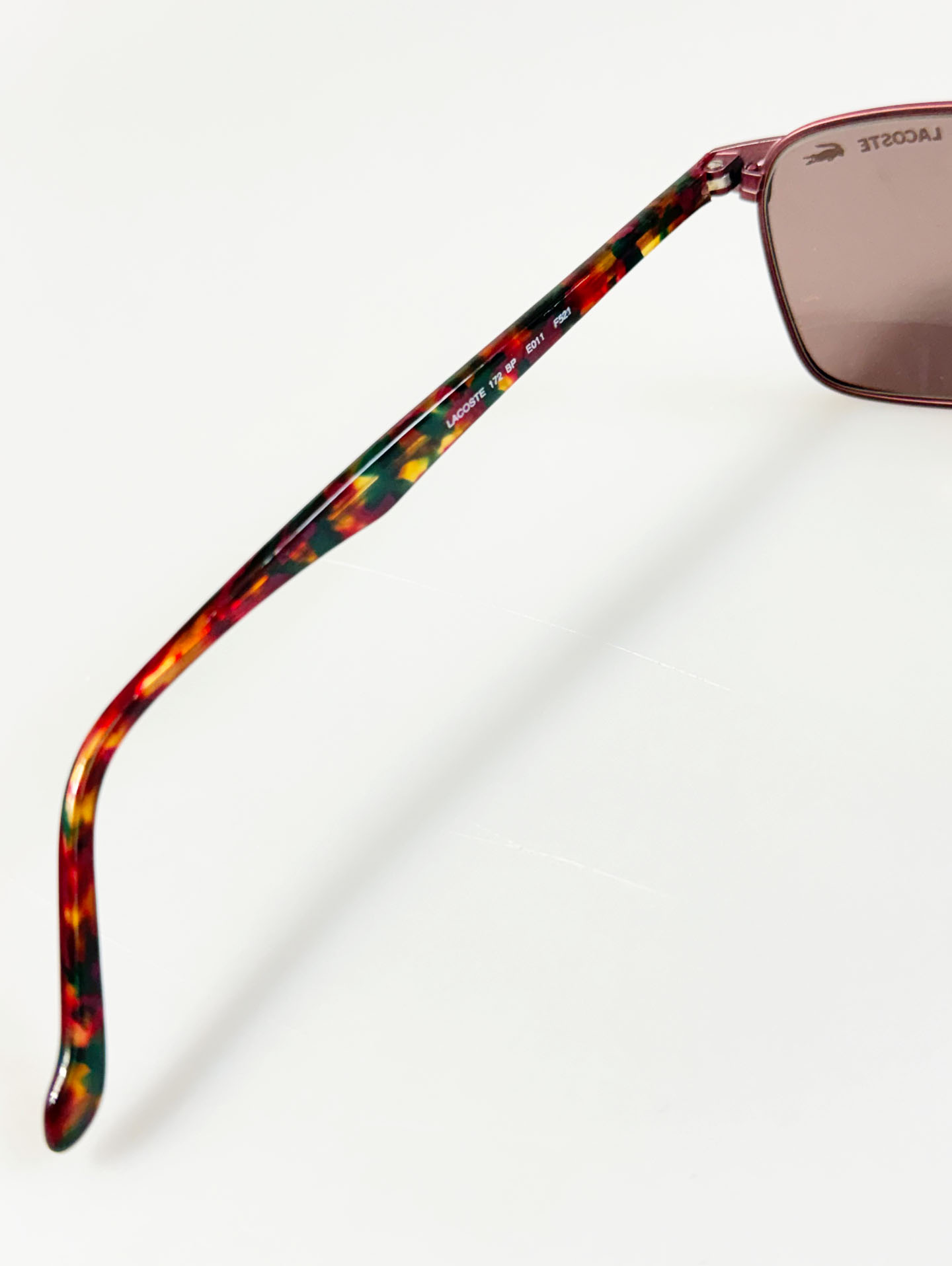 90's LACOSTE Matte Dark Pink Slim Square Metal Frame Sunglasses