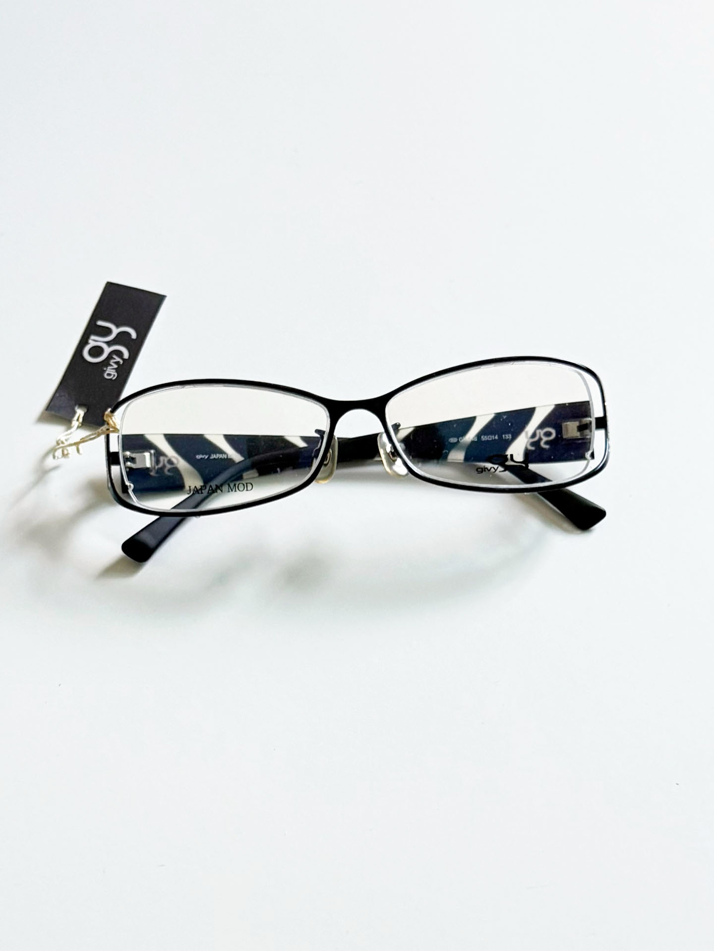GIVY Black Slim Square Metal Frame Glasses