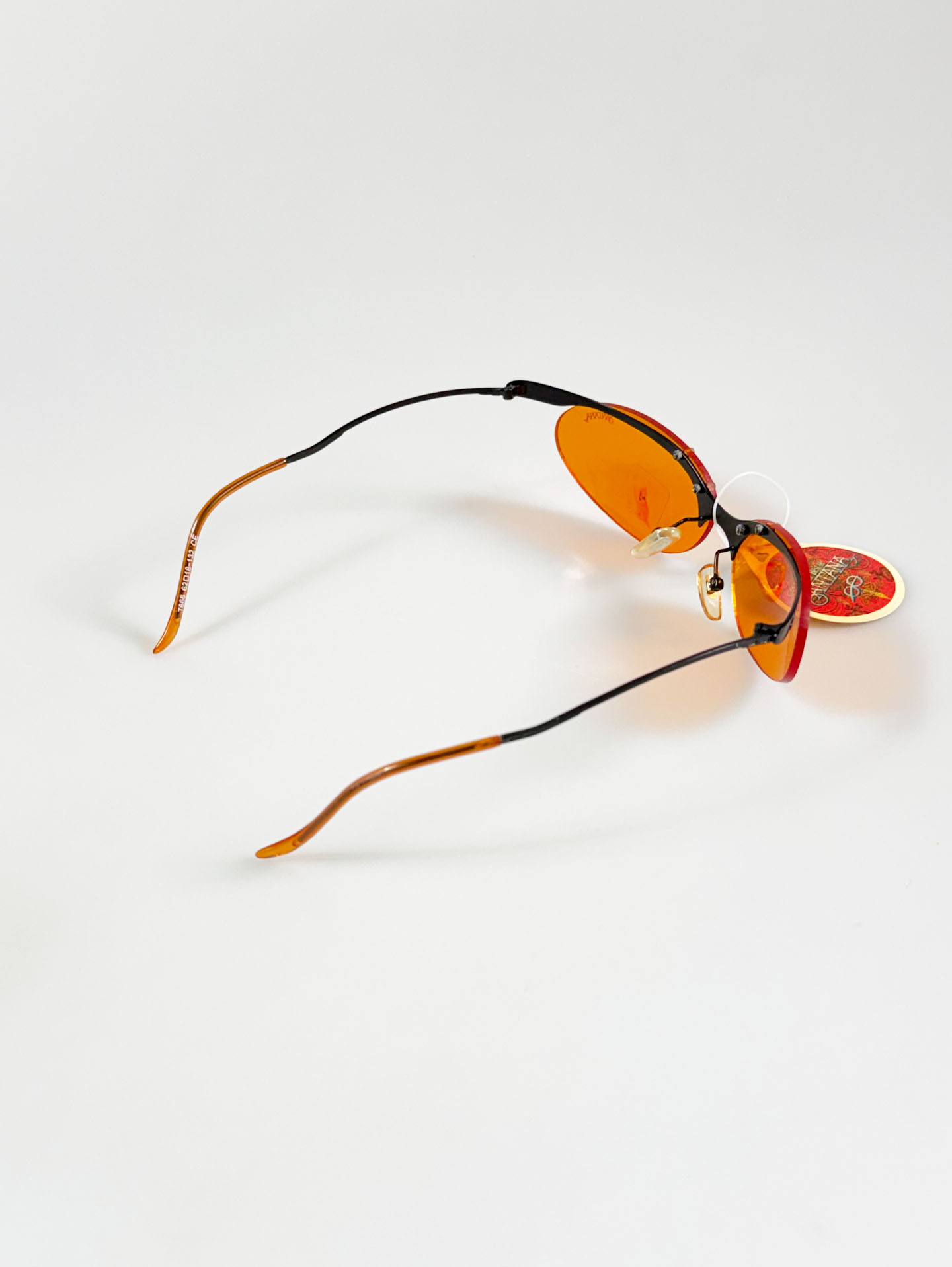 90's SANTANA Gunmetal Rimless Oval Orange Tint Sunglasses