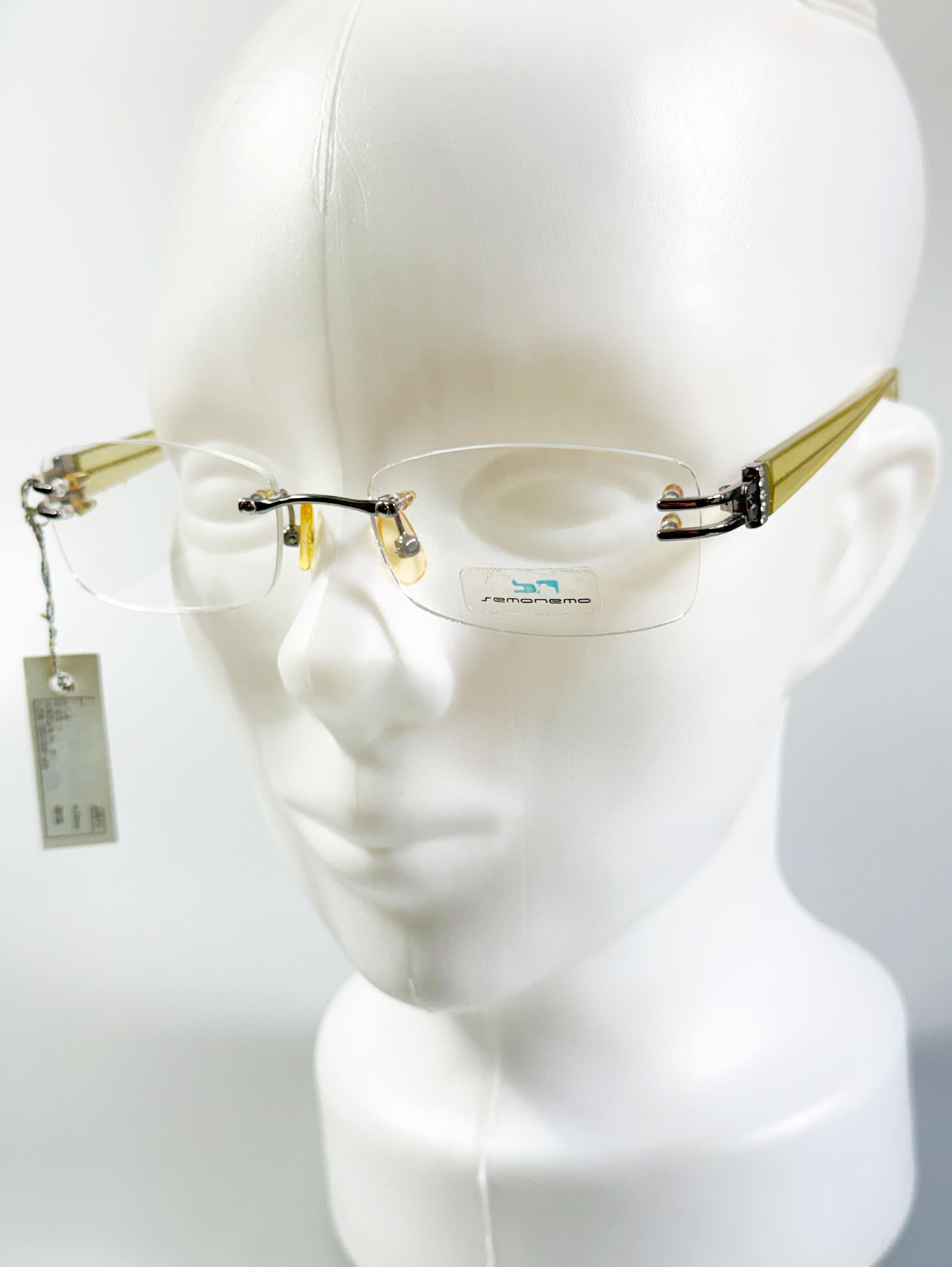 SEMONEMO Silver Rimless Square Metal Glasses