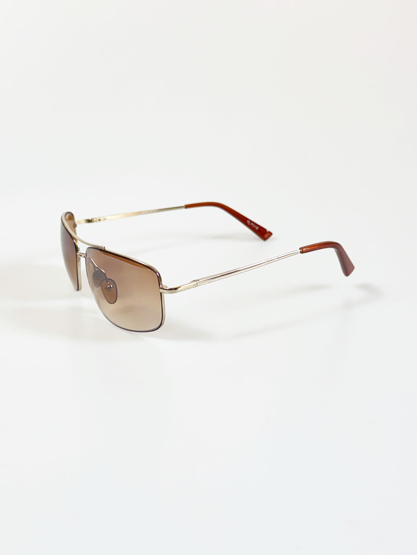 Gold Metal Double Bridge Slim Square Tint Sunglasses
