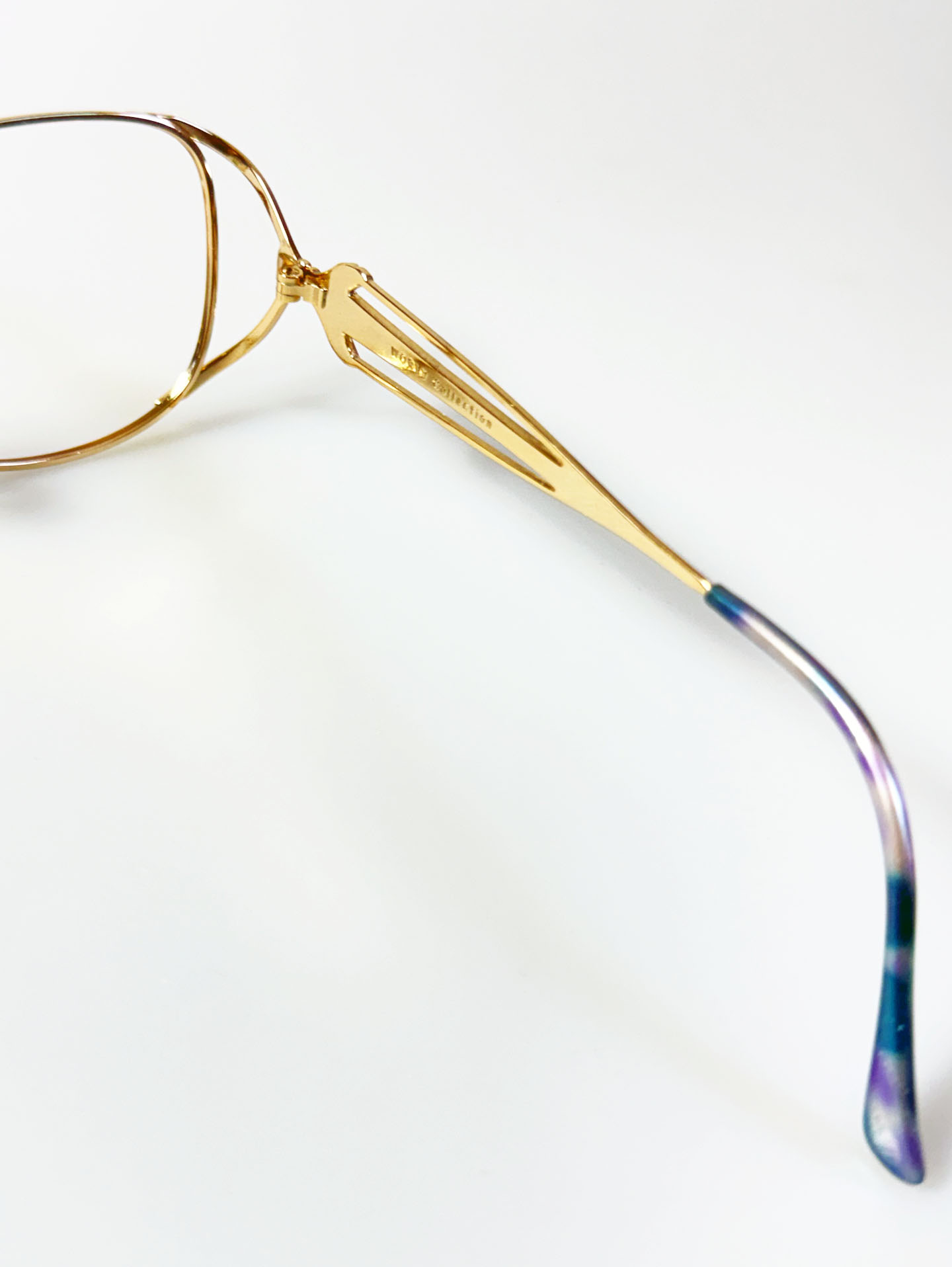 WORLD COLLECTION Gold Metal Slim Square Frame Glasses