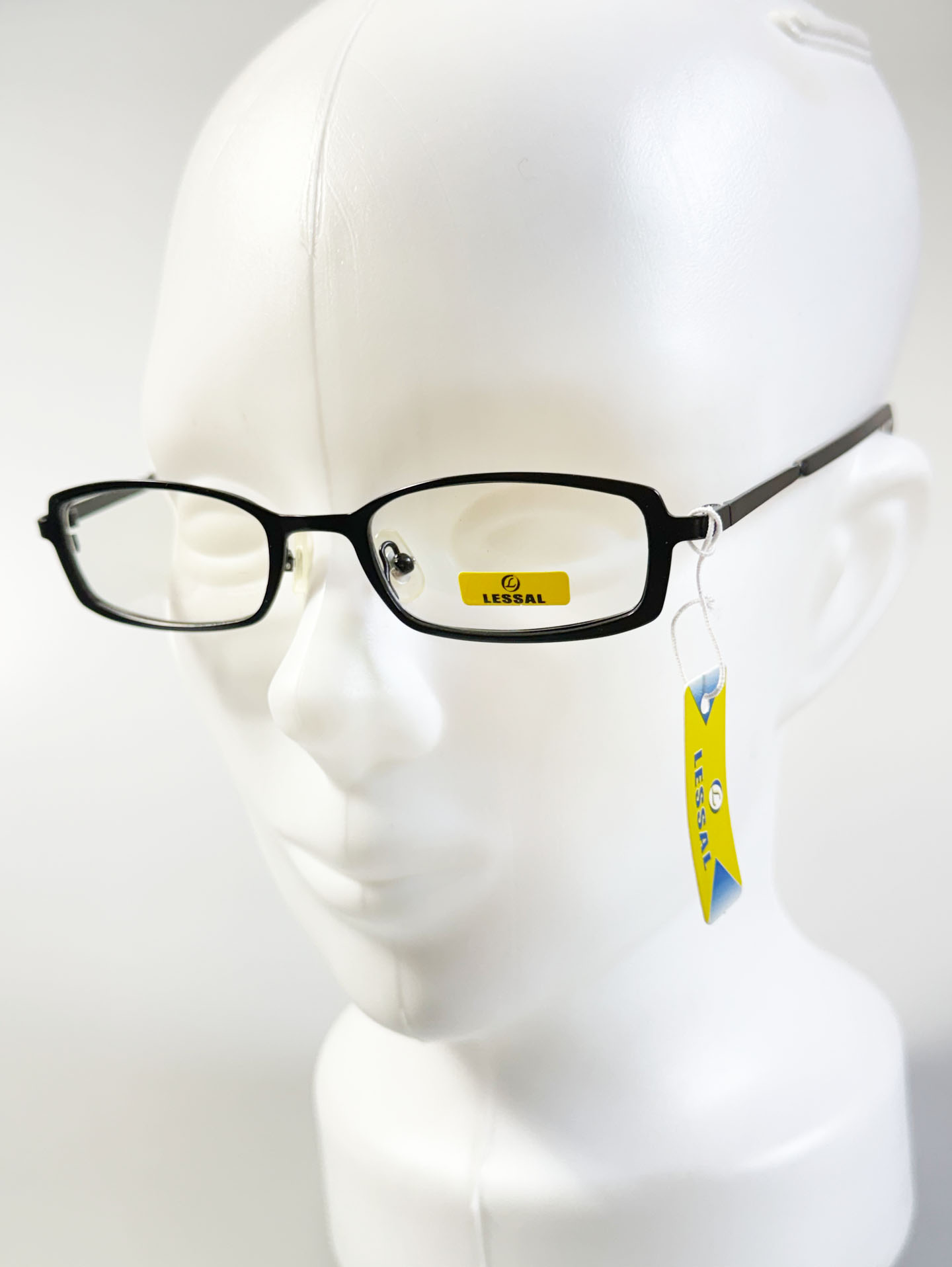 LESSAL Black Slim Square Metal Frame Glasses
