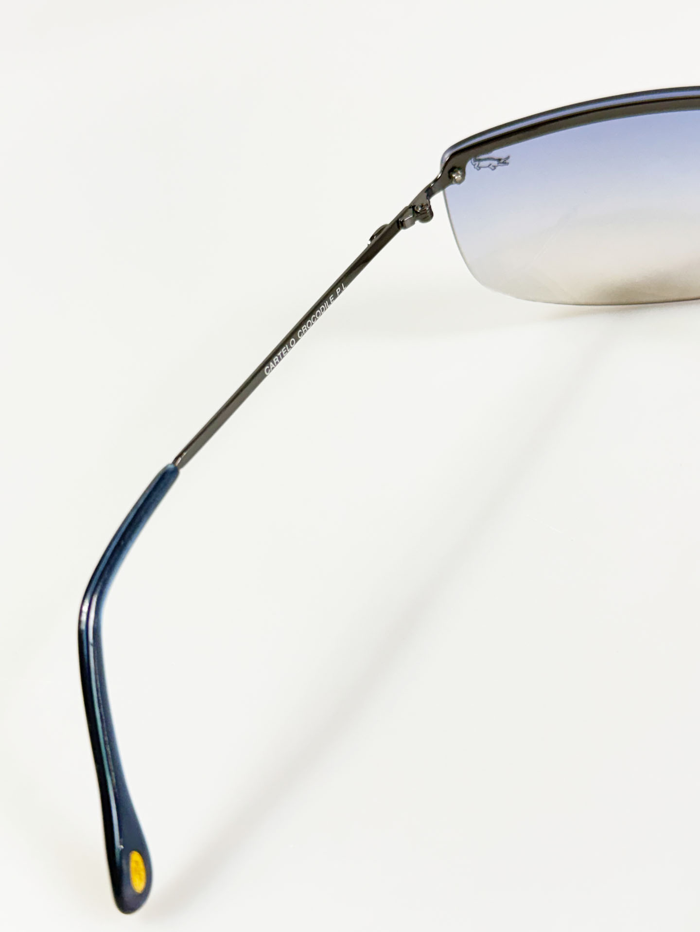 90's Cartelo Rimless Double Bridge Square Metal Tint Sunglasses