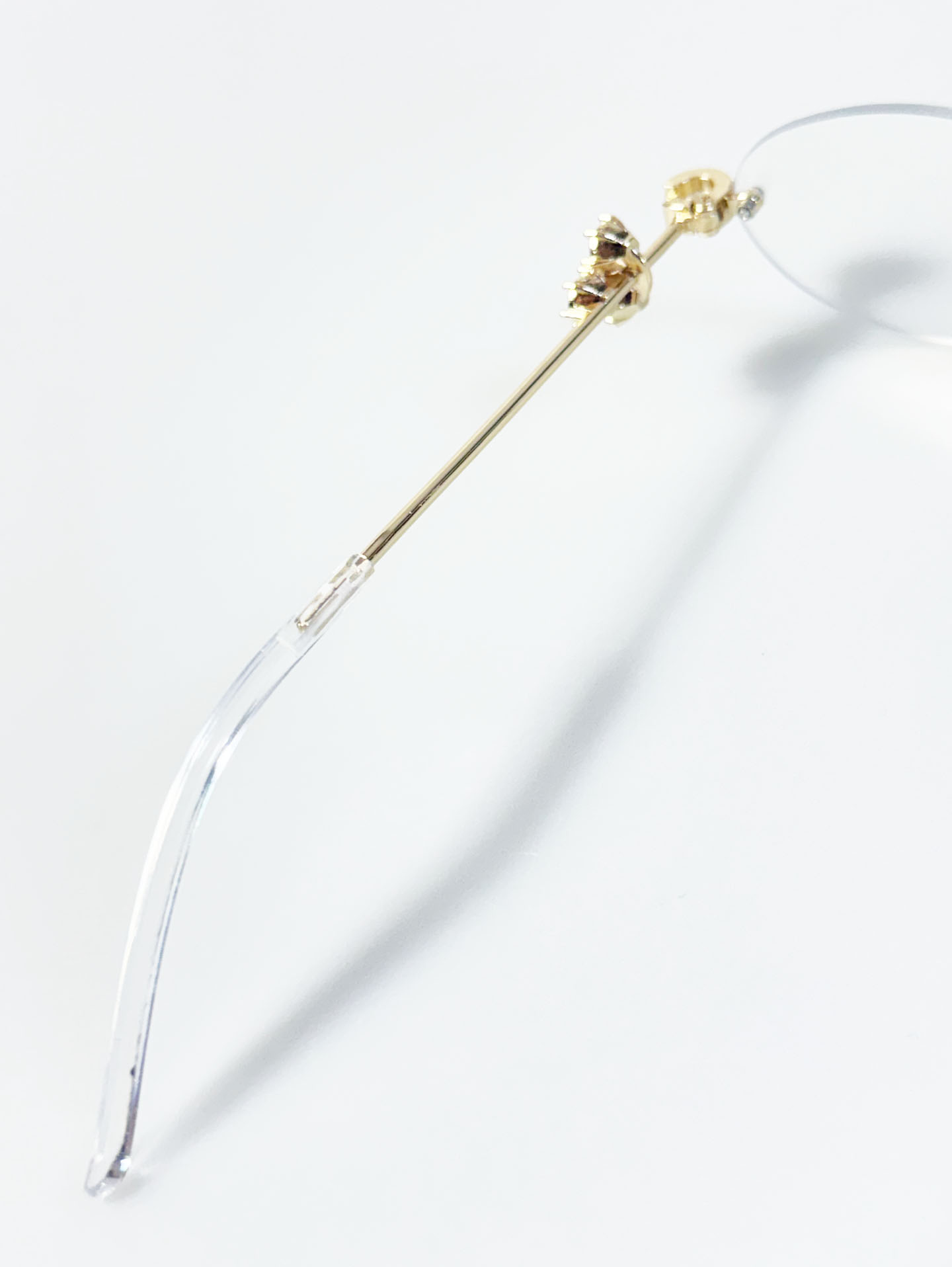 Gold Metal Rimless Oval Frame Glasses