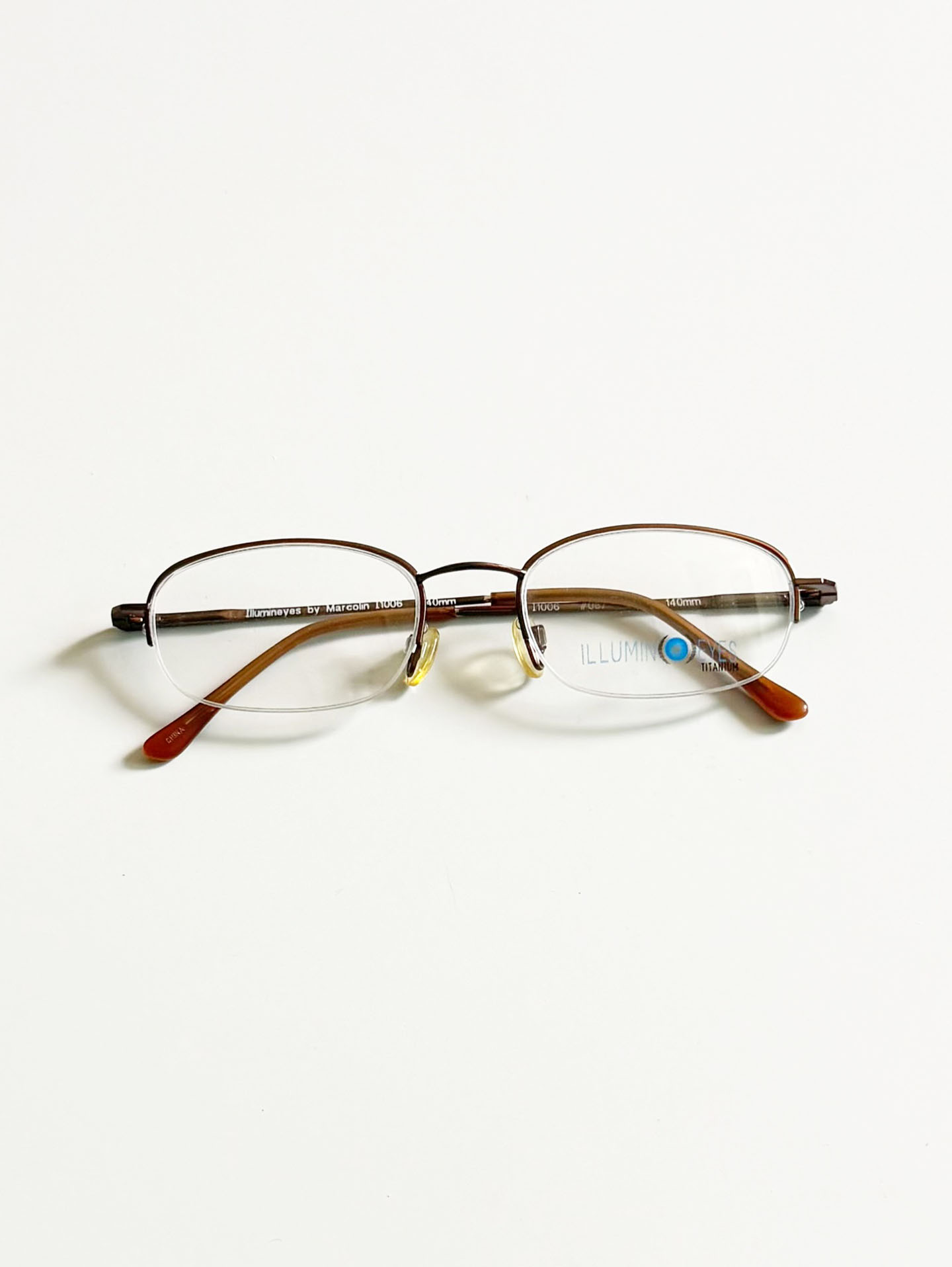 ILLUMIN EYES Bronze Titanium Semi-Rimless Square Frame Glasses