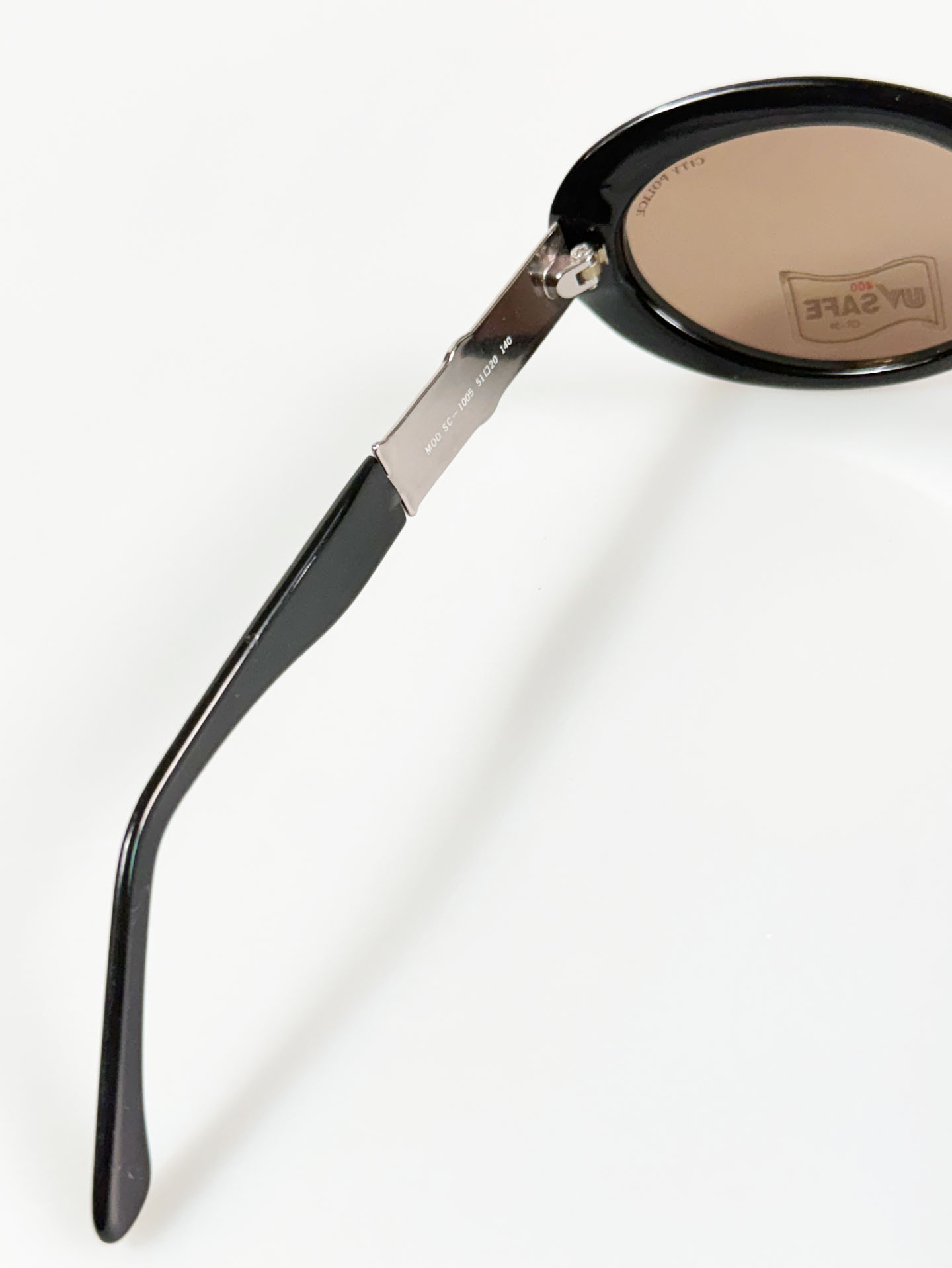 90’s CITY POLICE Black Bold Oval Tinted Sunglasses