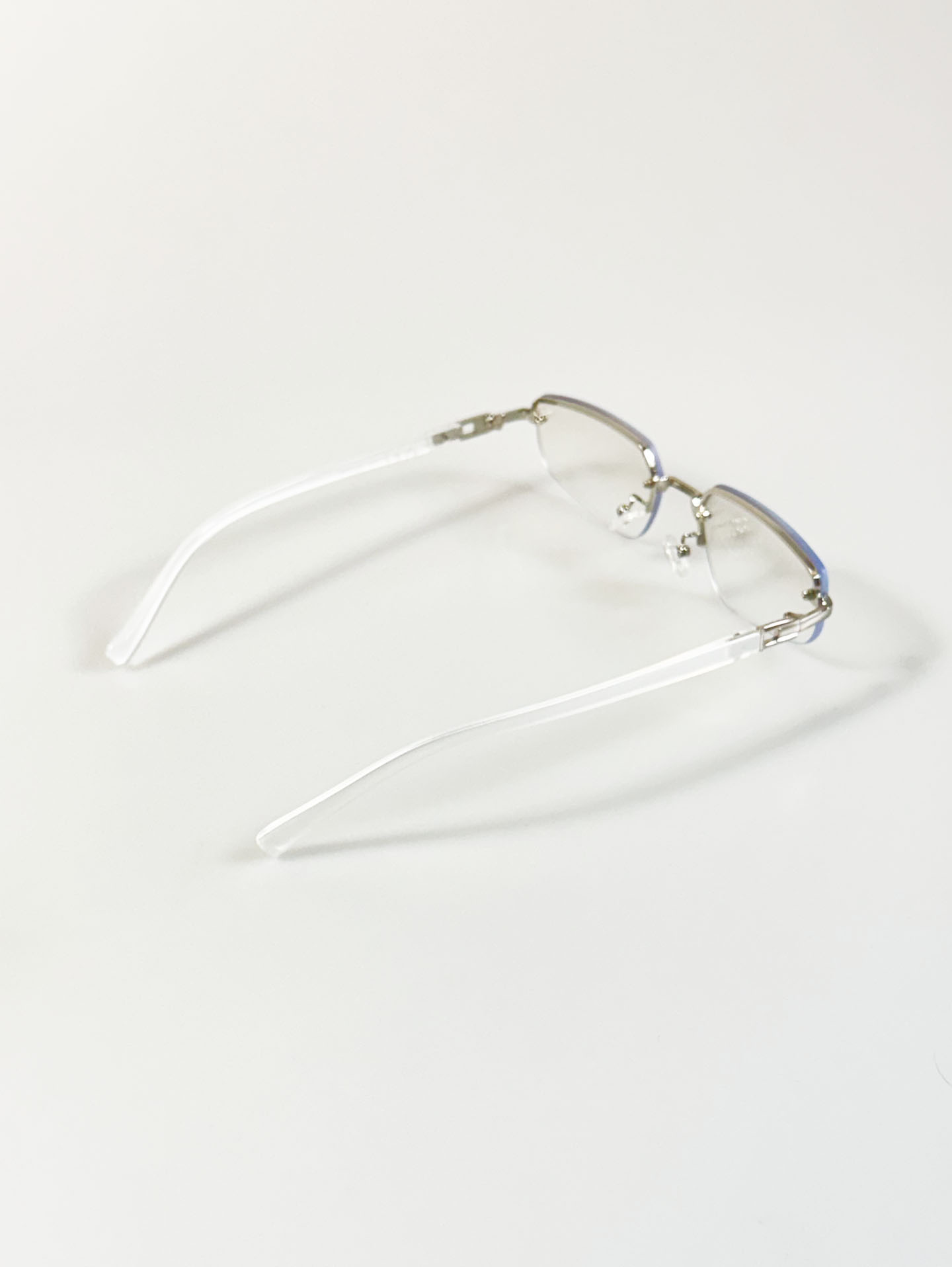 Rimless Square Metal Frame Clear Tint Sunglasses
