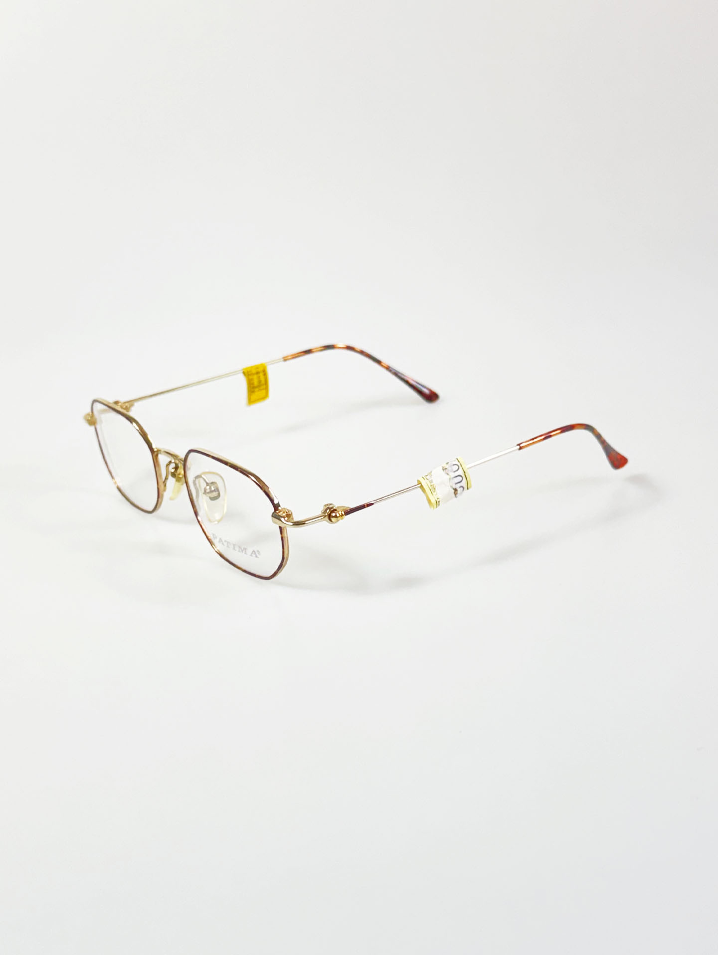 PATIMA Gold&Leopard Slim Hexagon Metal Frame Glasses