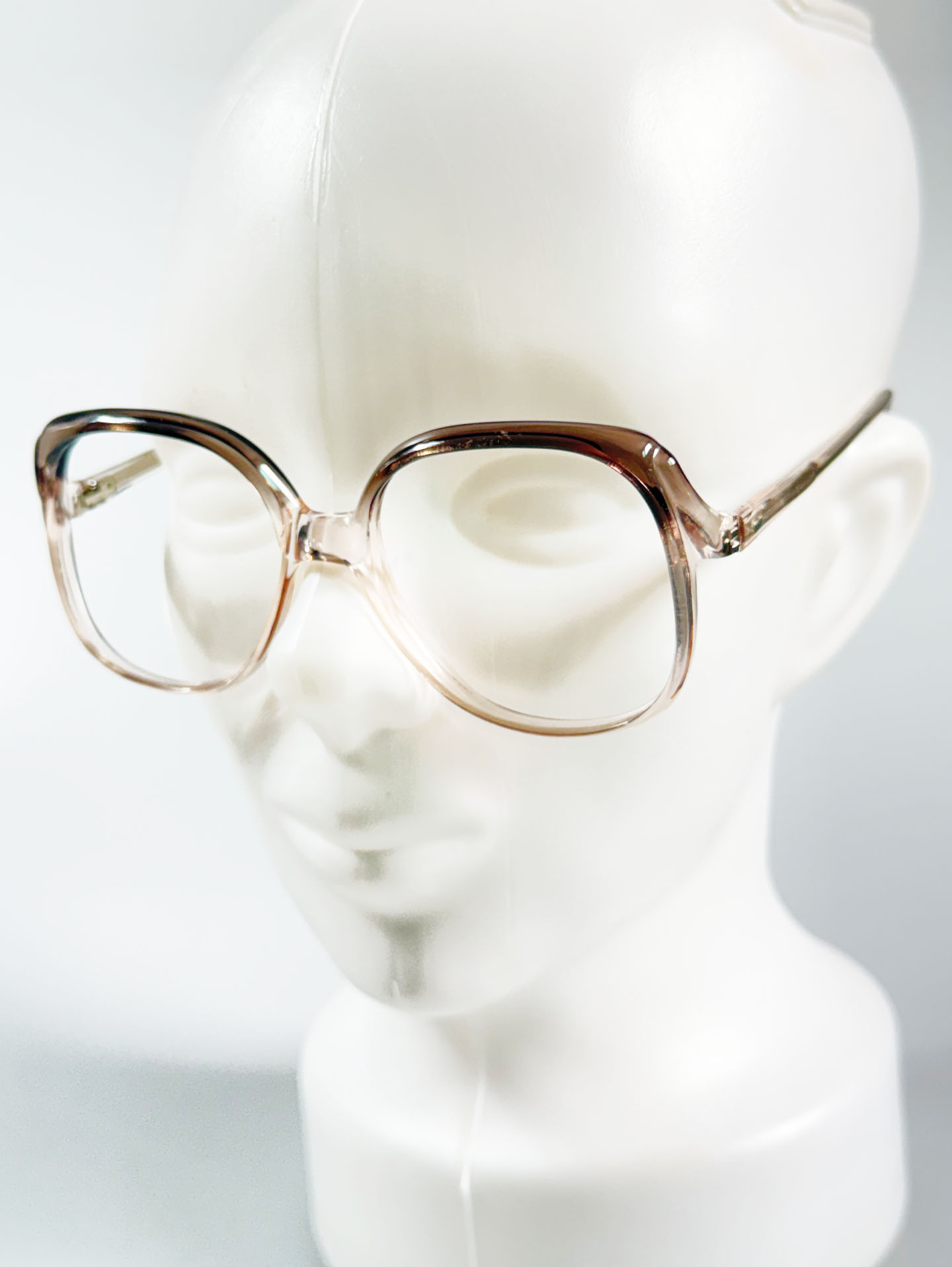 90s ELITE Smoke Crystal Oversized Square Acetate Horn-Rim Glasses