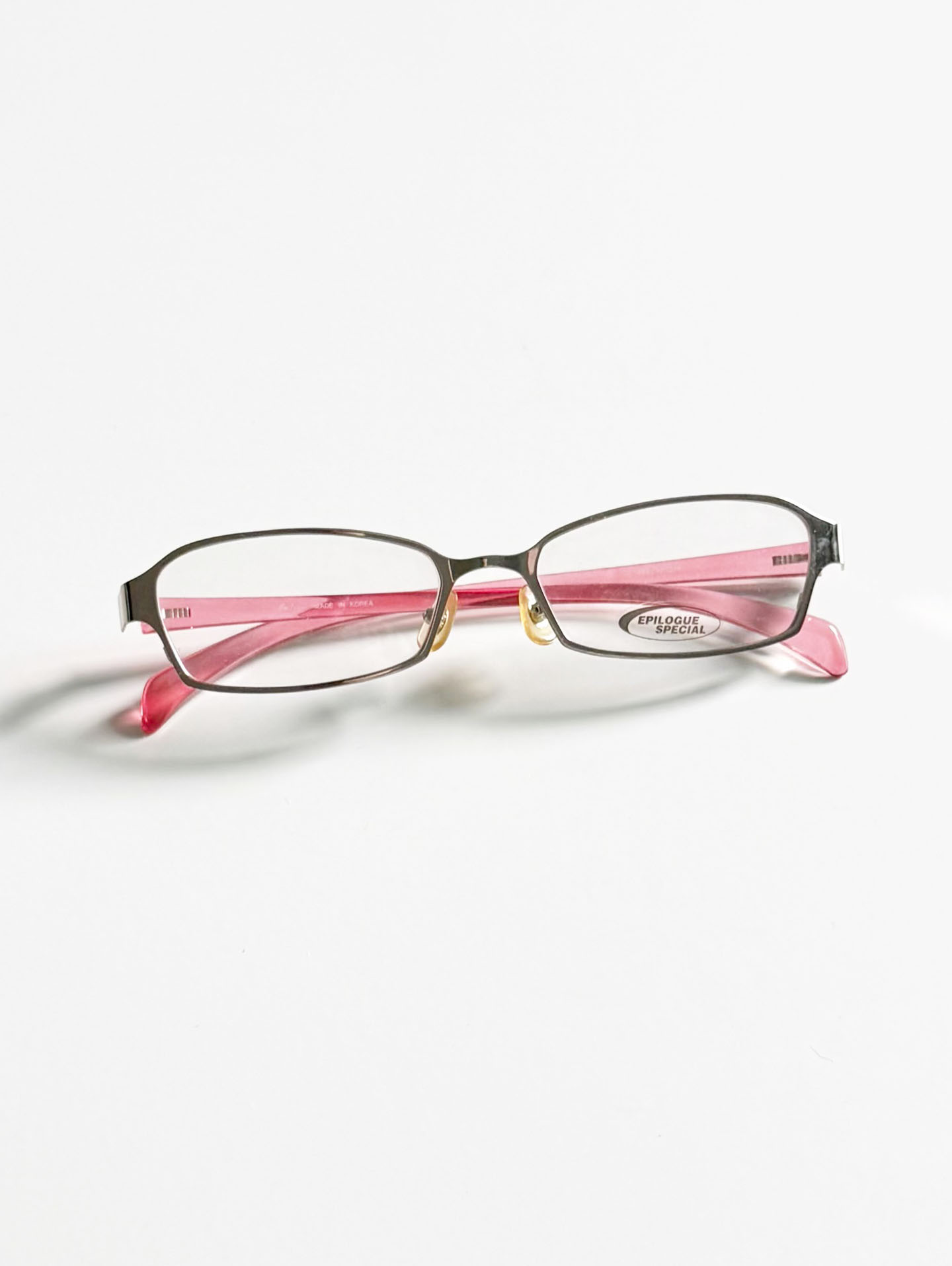 EPILOGUE Silver Slim Square Metal Frame Glasses