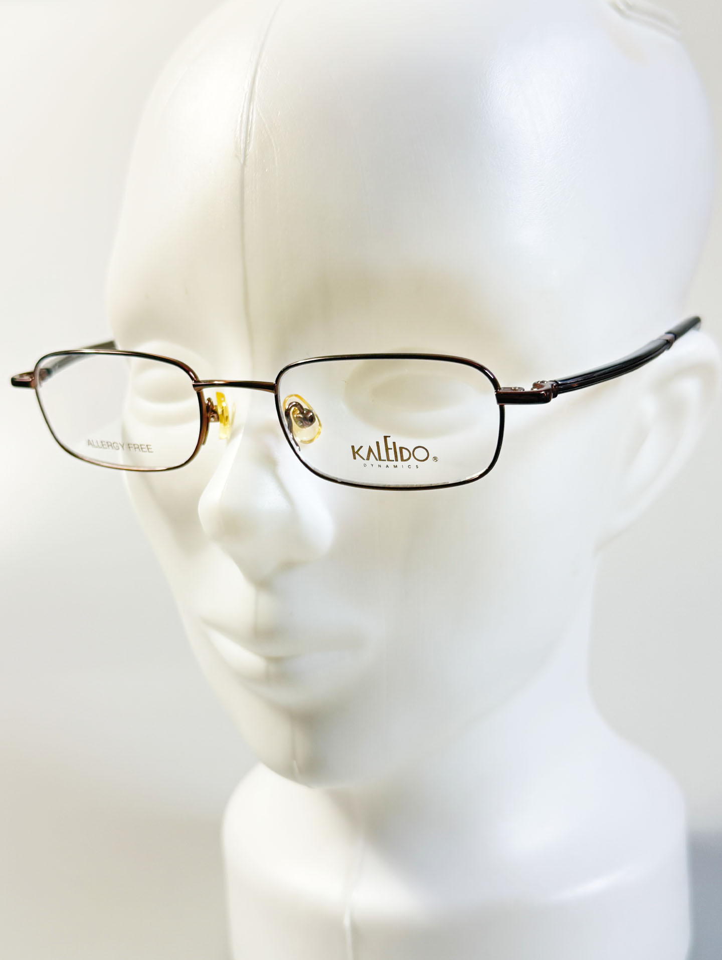 90's KALEIDO Brown Slim Square Metal Frame Glasses