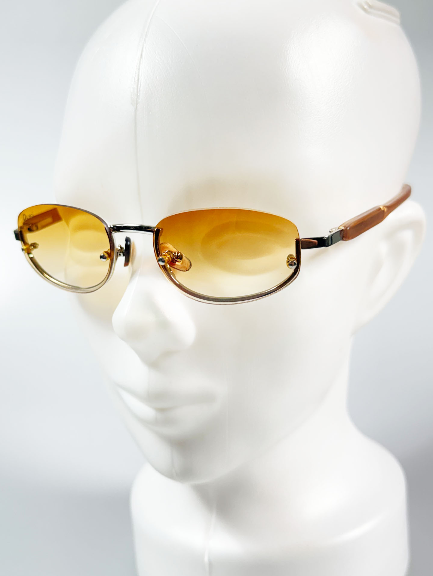 90's DUSCI Brown Gradient Oval Rimless Metal Tint Sunglasses