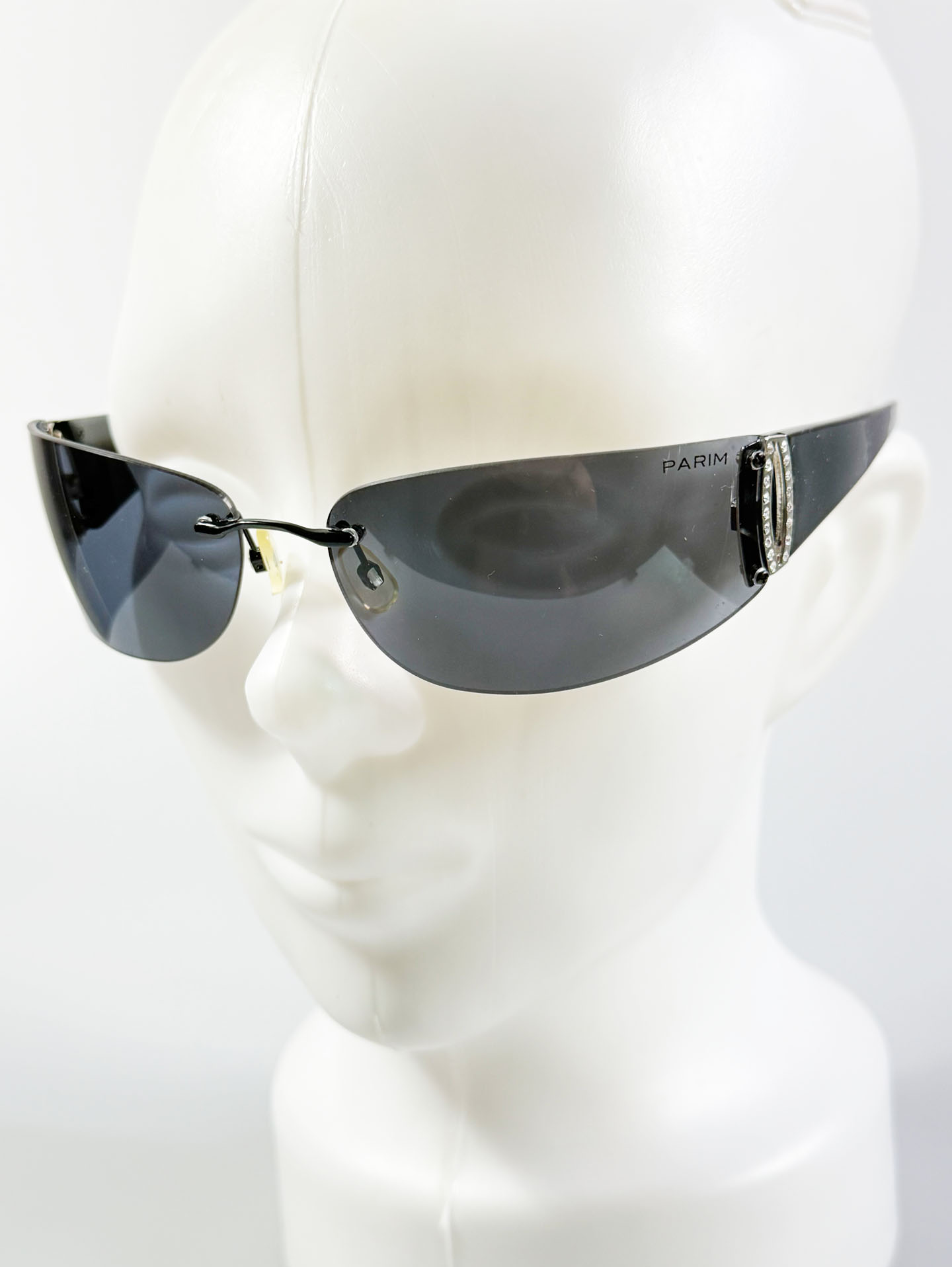 PARIM Black Rimless Shield Wrap Sunglasses