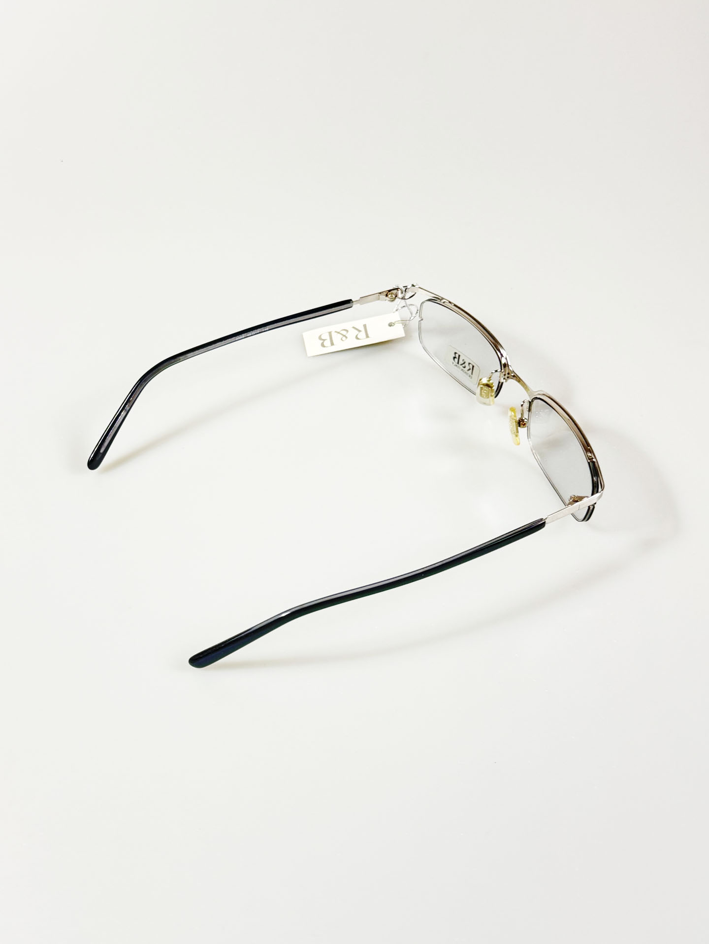 R&B Eywear Silver Semi-Rimless Square Metal Frame Glasses