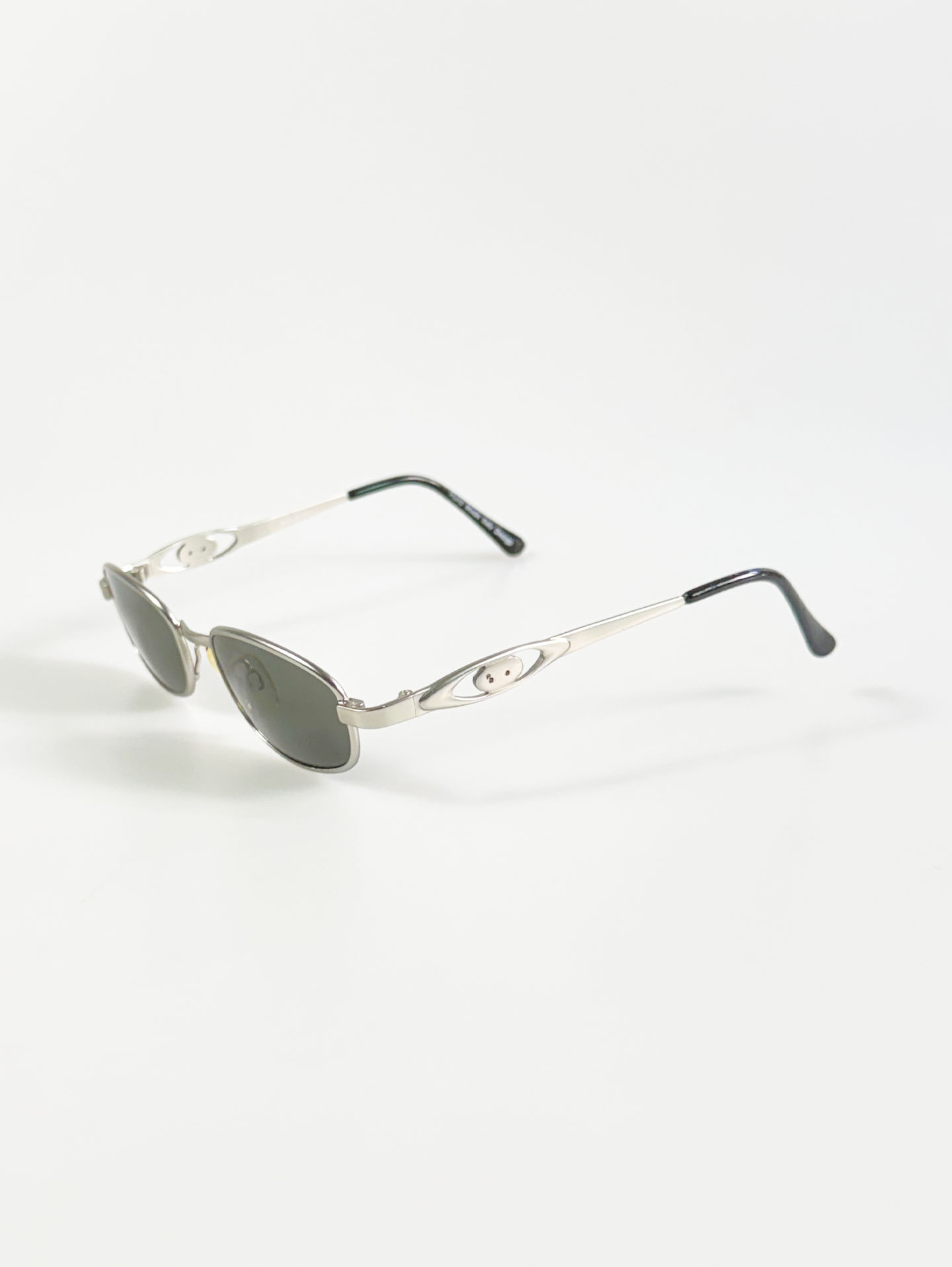 Silver Slim Square Metal Frame Sunglasses