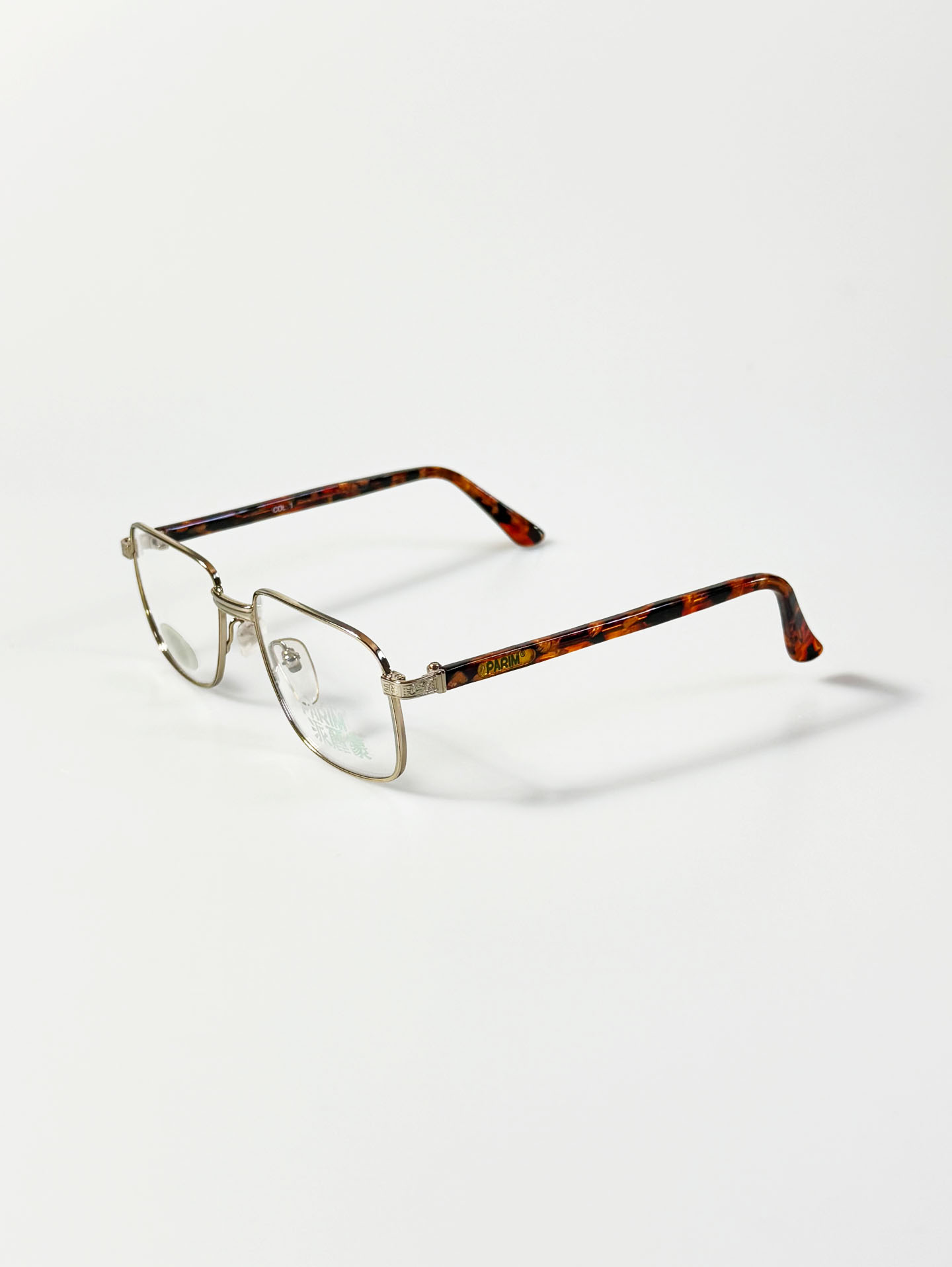90's PARIM Classic Square Gold Metal Frame Glasses