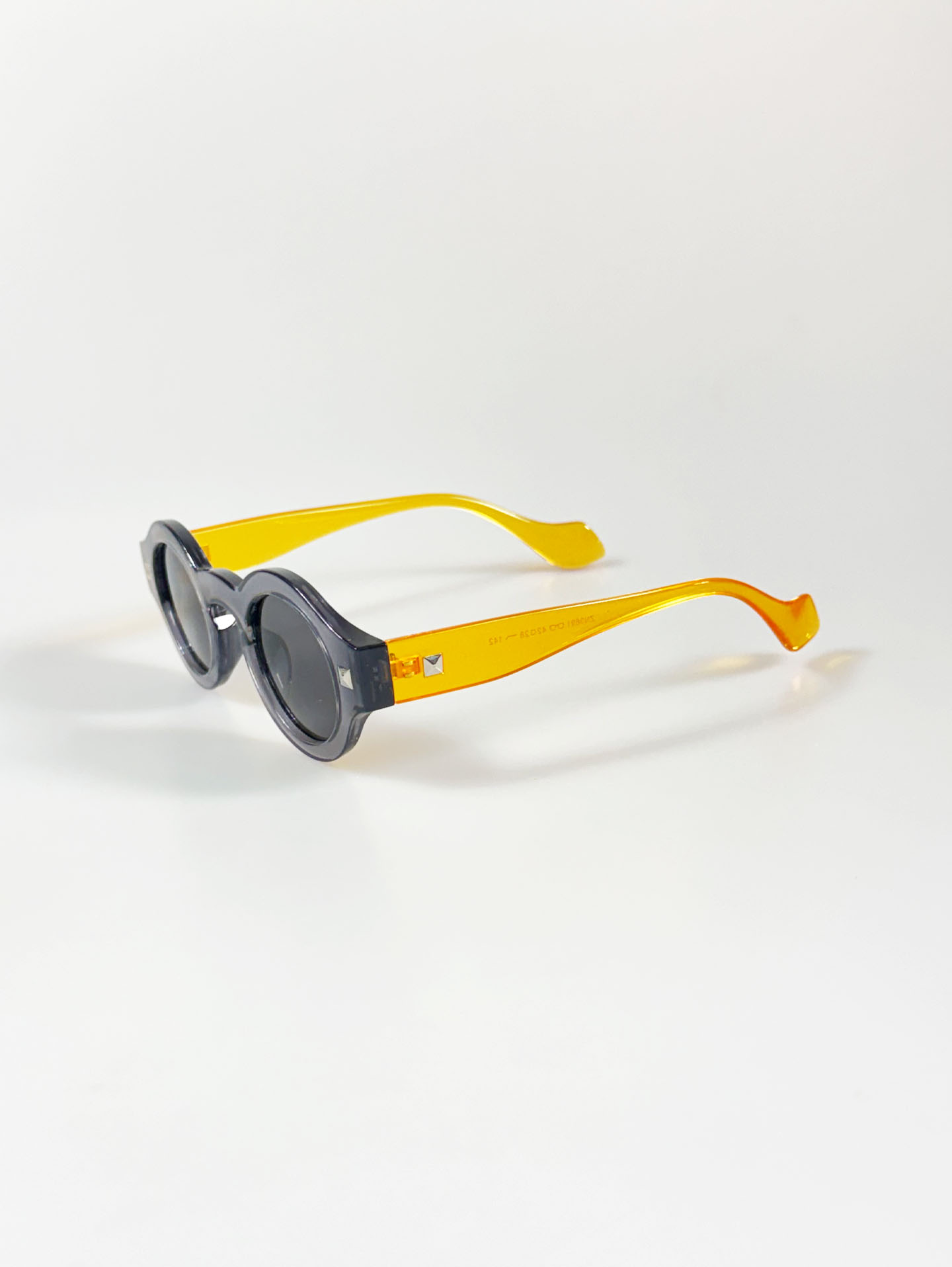 Smoke Gray & Amber Two-Tone Bold Round Sunglasses